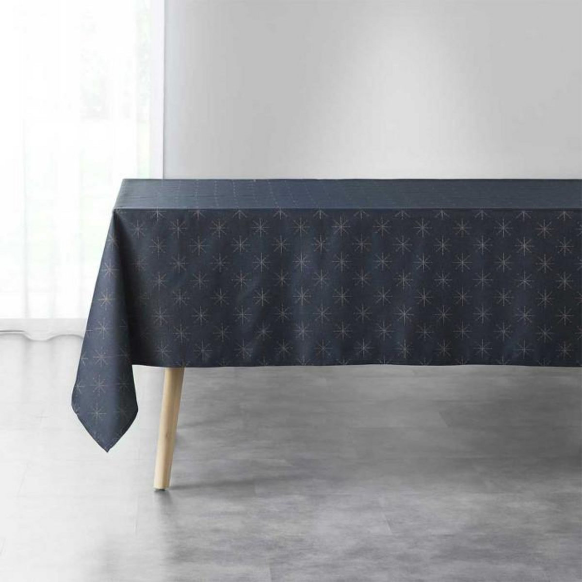 Paris Prix Nappe Imprimée Jacquard  Étoiles  140x300cm Bleu