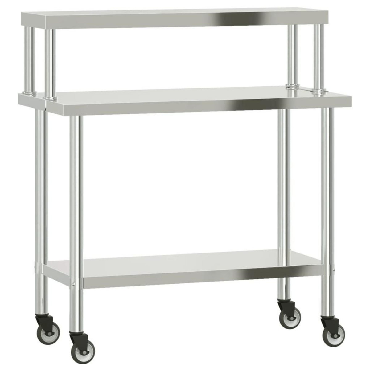 VIDAXL Table de travail de cuisine avec etagere 110x55x120 cm inox