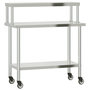 Voir la diapositive 2 : VIDAXL Table de travail de cuisine avec etagere 110x55x120 cm inox
