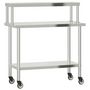 Voir la diapositive 2 : VIDAXL Table de travail de cuisine avec etagere 110x55x120 cm inox