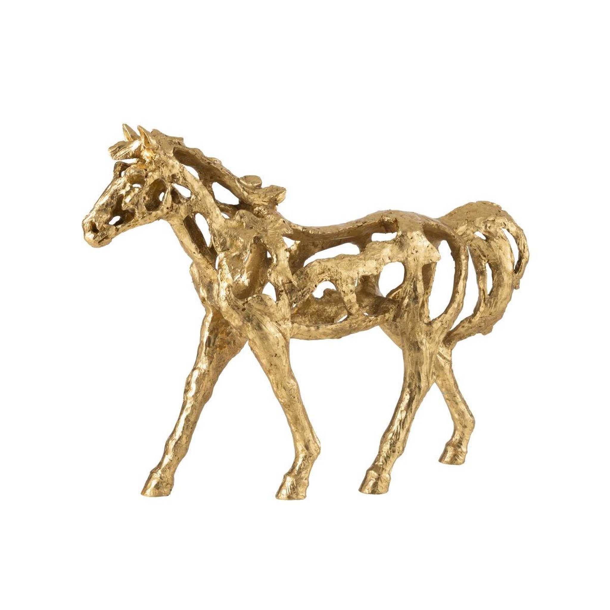 Voir la diapositive 4 : J-LINE Statuette cheval ajouré  hollywood  57cm doré