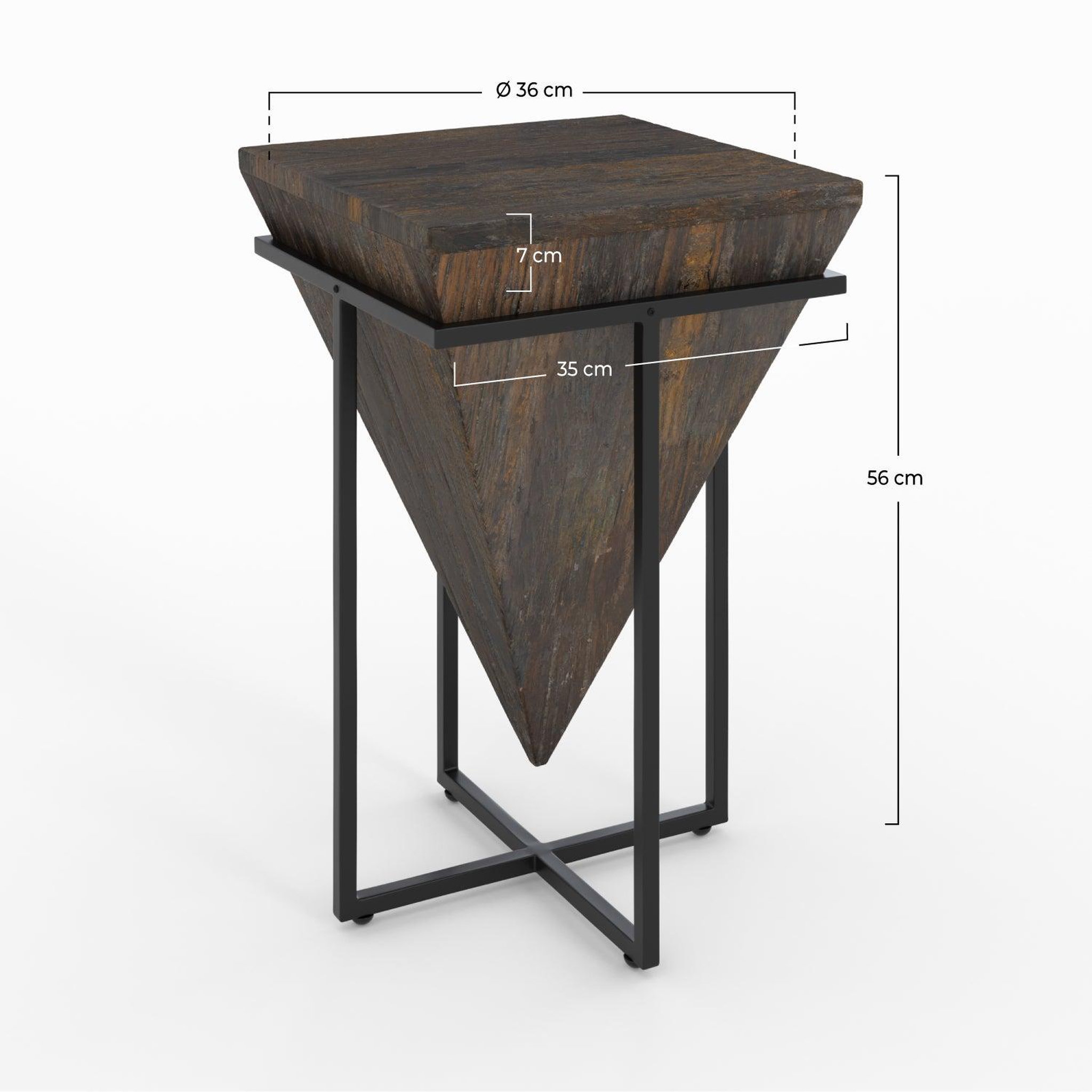 Voir la diapositive 4 : MAISON PAVANE Moyenne table d'appoint en bois et métal-shanghai