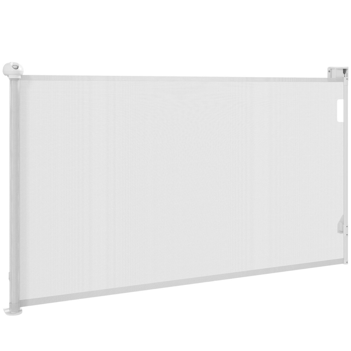 PAWHUT Barrière de sécurité chien rétractable 0-144 cm H.87 cm verrouillage auto alu PVC blanc