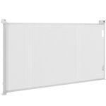 PAWHUT Barrière de sécurité chien rétractable 0-144 cm H.87 cm verrouillage auto alu PVC blanc