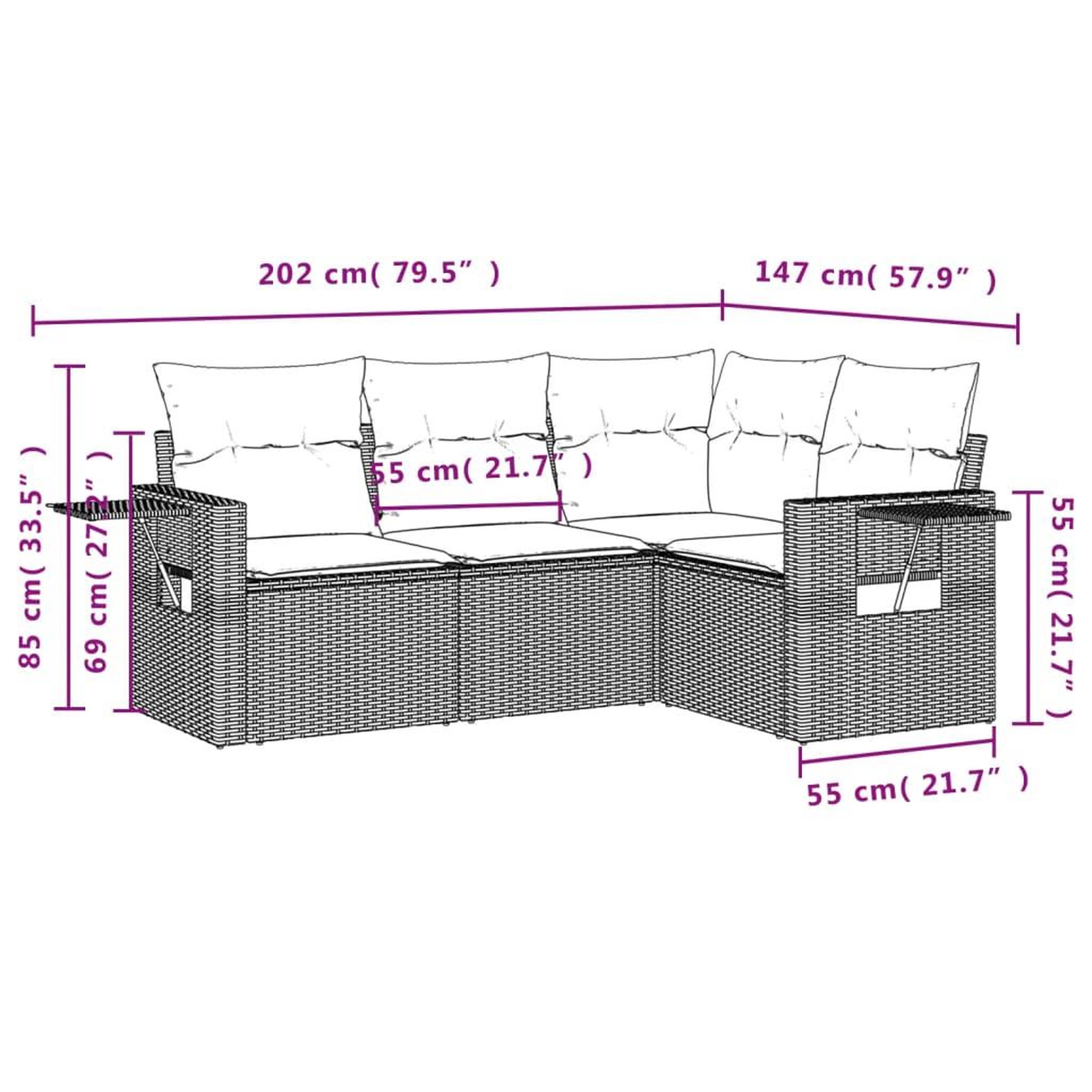 Voir la diapositive 6 : VIDAXL Salon de jardin 4 pcs avec coussins noir resine tressee