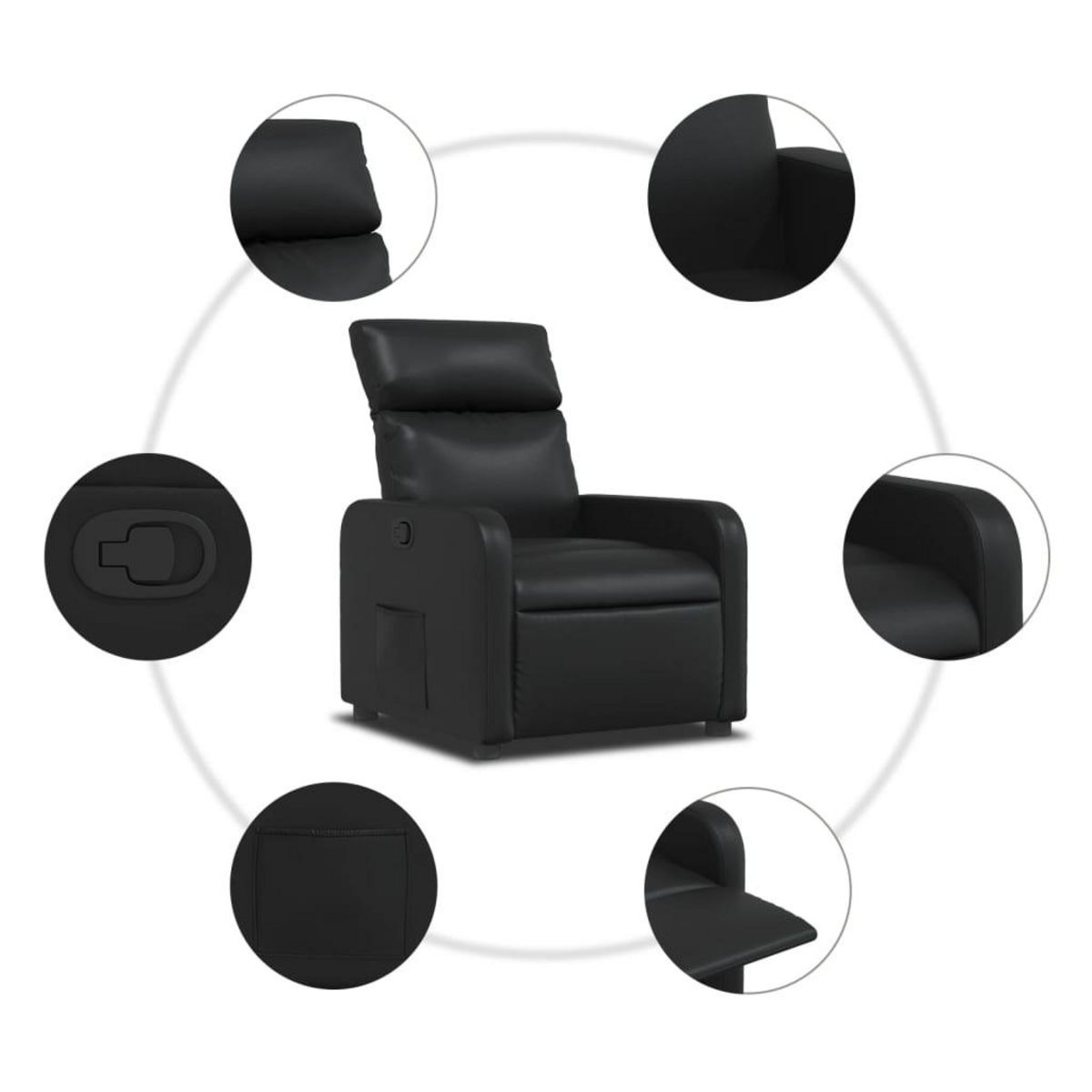 VIDAXL Fauteuil inclinable Noir Similicuir