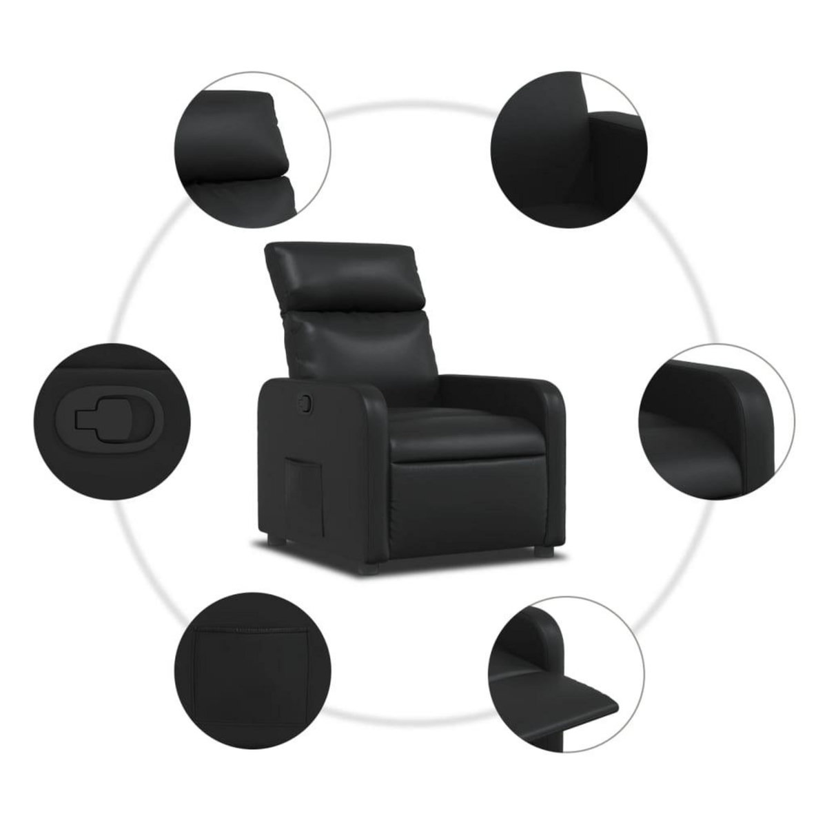 VIDAXL Fauteuil inclinable Noir Similicuir
