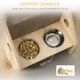 Voir la diapositive 4 : PAWHUT Niche d'intérieur pour chien et chat design avec 2 gamelles et coussin amovible MDF aspect bois clair tissu brun clair