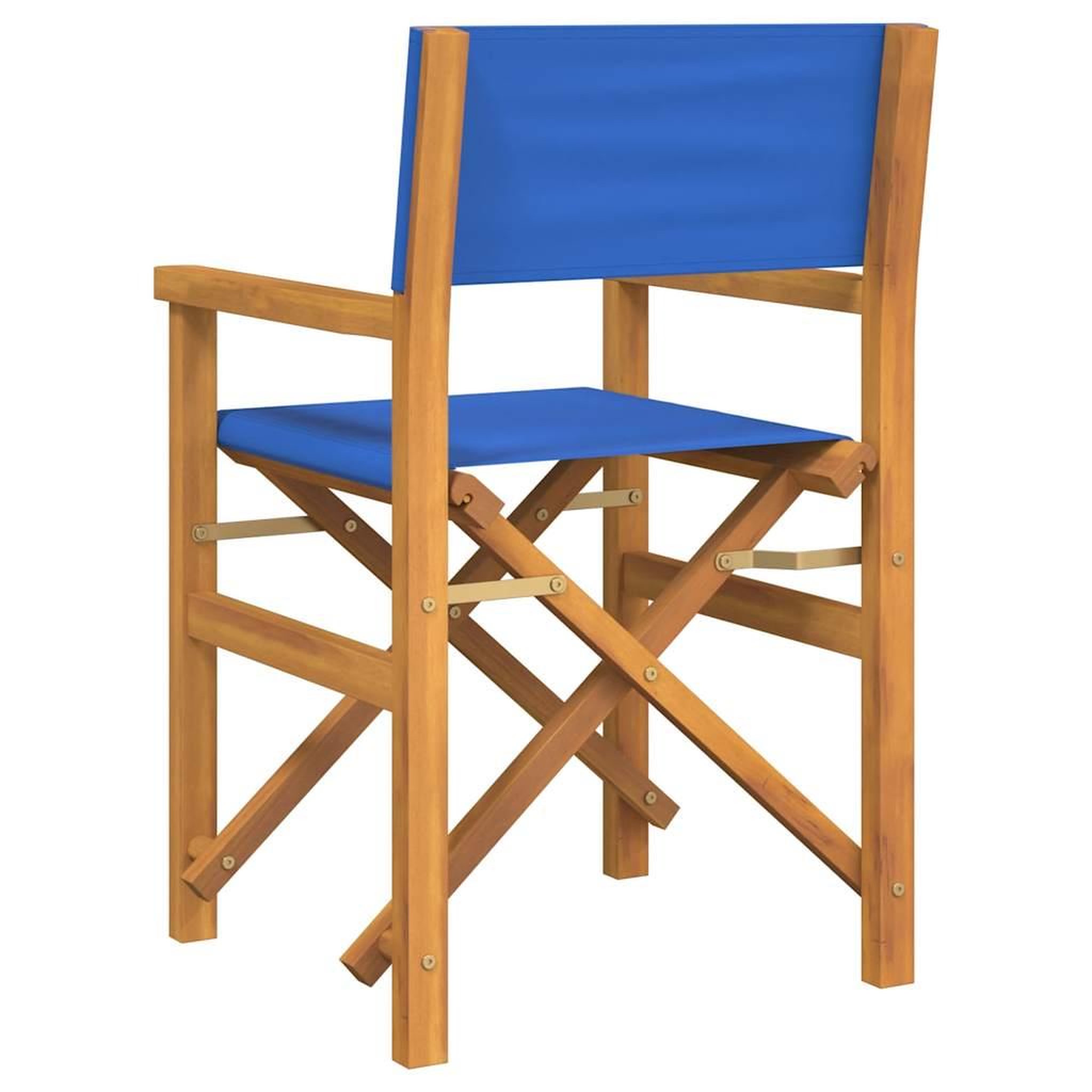 Voir la diapositive 5 : VIDAXL Chaise de metteur en scene pliante bleu bois teck massif
