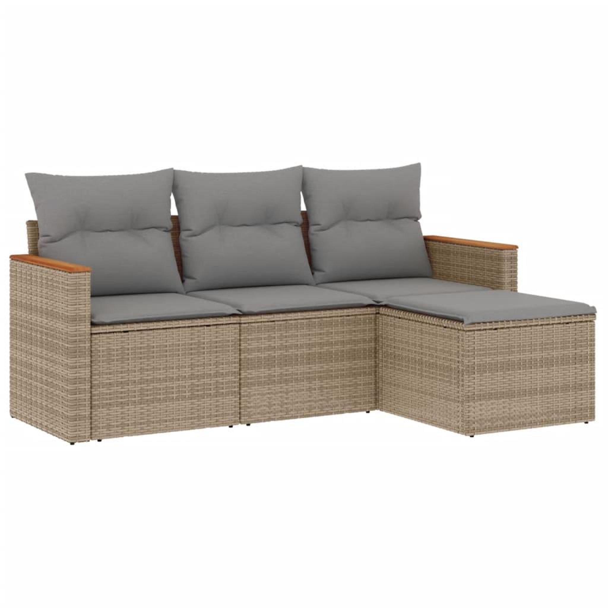 Voir la diapositive 2 : VIDAXL Salon de jardin avec coussins 4pcs melange beige resine tressee