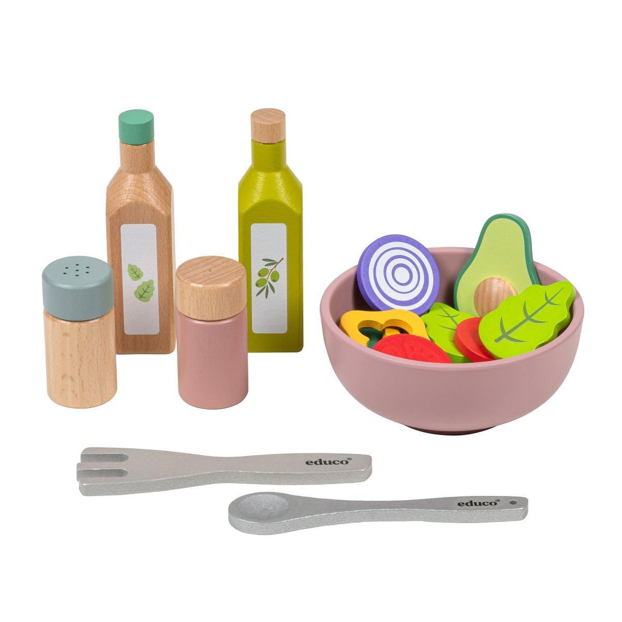 Voir la diapositive 2 : EDUCO Ensemble de salade - set alimentaire — ensemble de 19 pièces