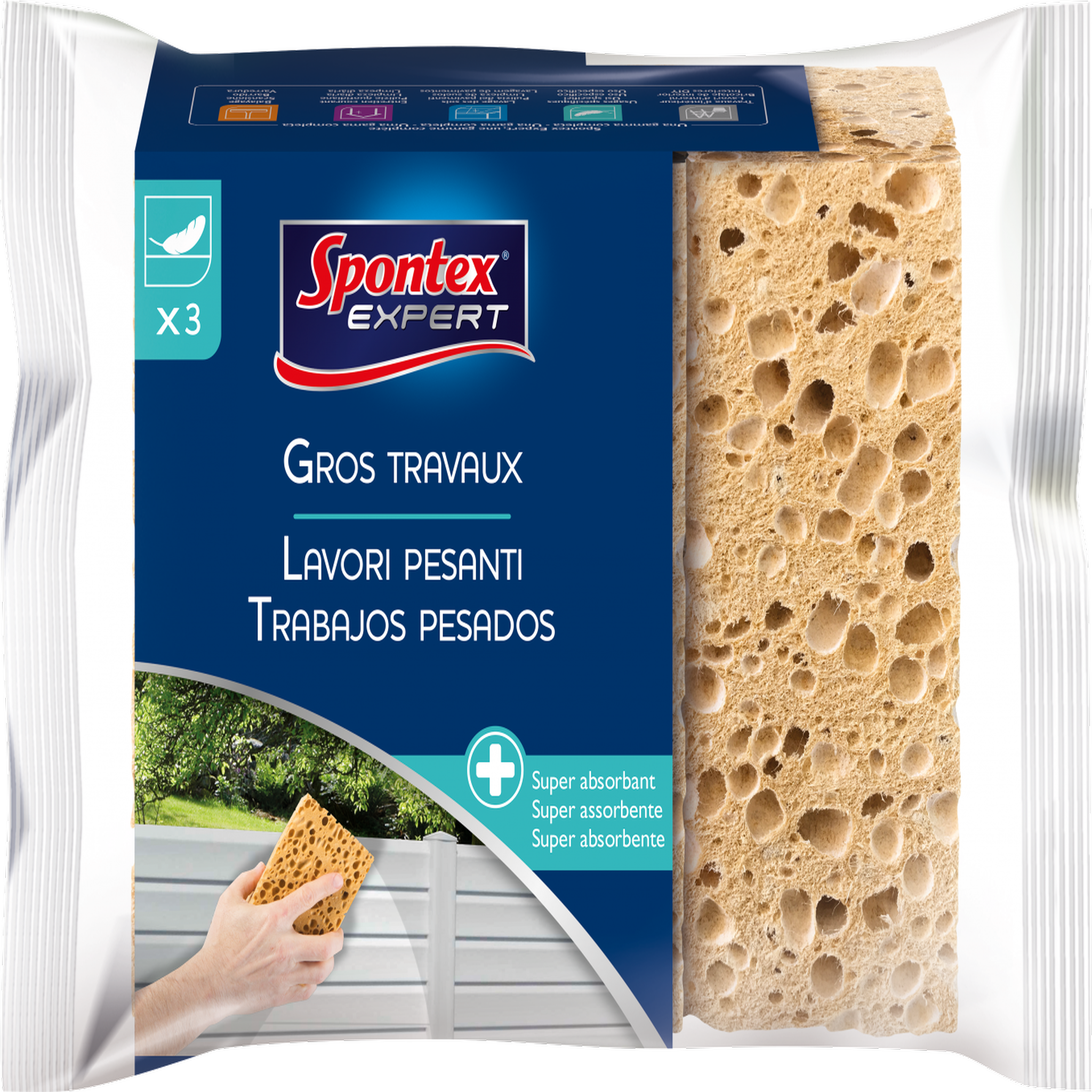 CENTRALE BRICO Lot de 3 éponges cellulose SPONTEX EXPERT Gros travaux