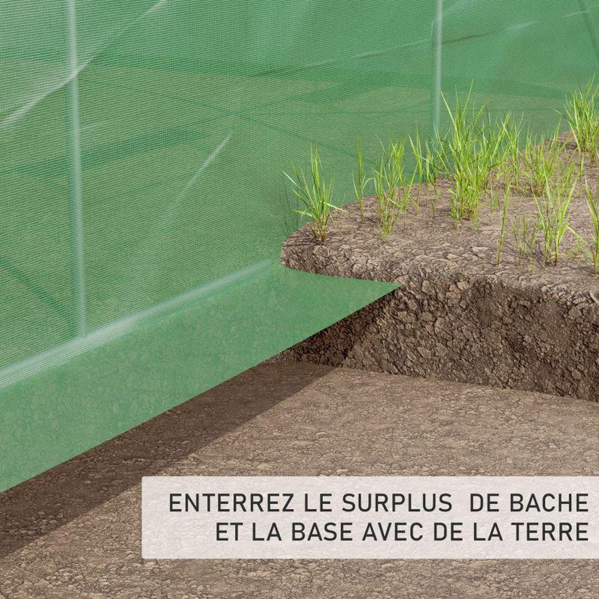 Voir la diapositive 3 : EUROSPEN Serre de Jardin Tunnel 18m² - bâche armée - avec fenêtres latérales et porte zipée