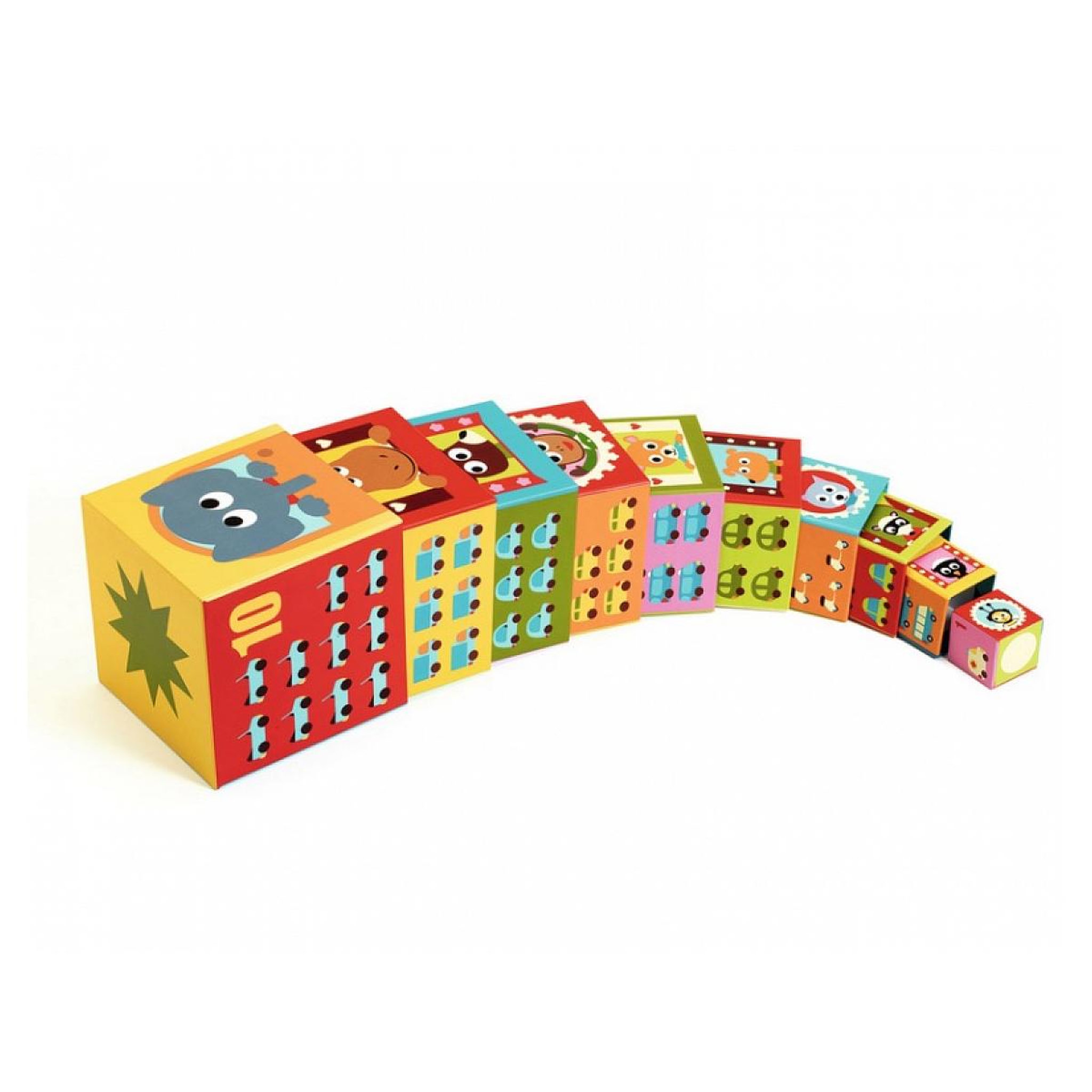 Voir la diapositive 3 : Djeco 10 Cubes premiere ages  Vehicules