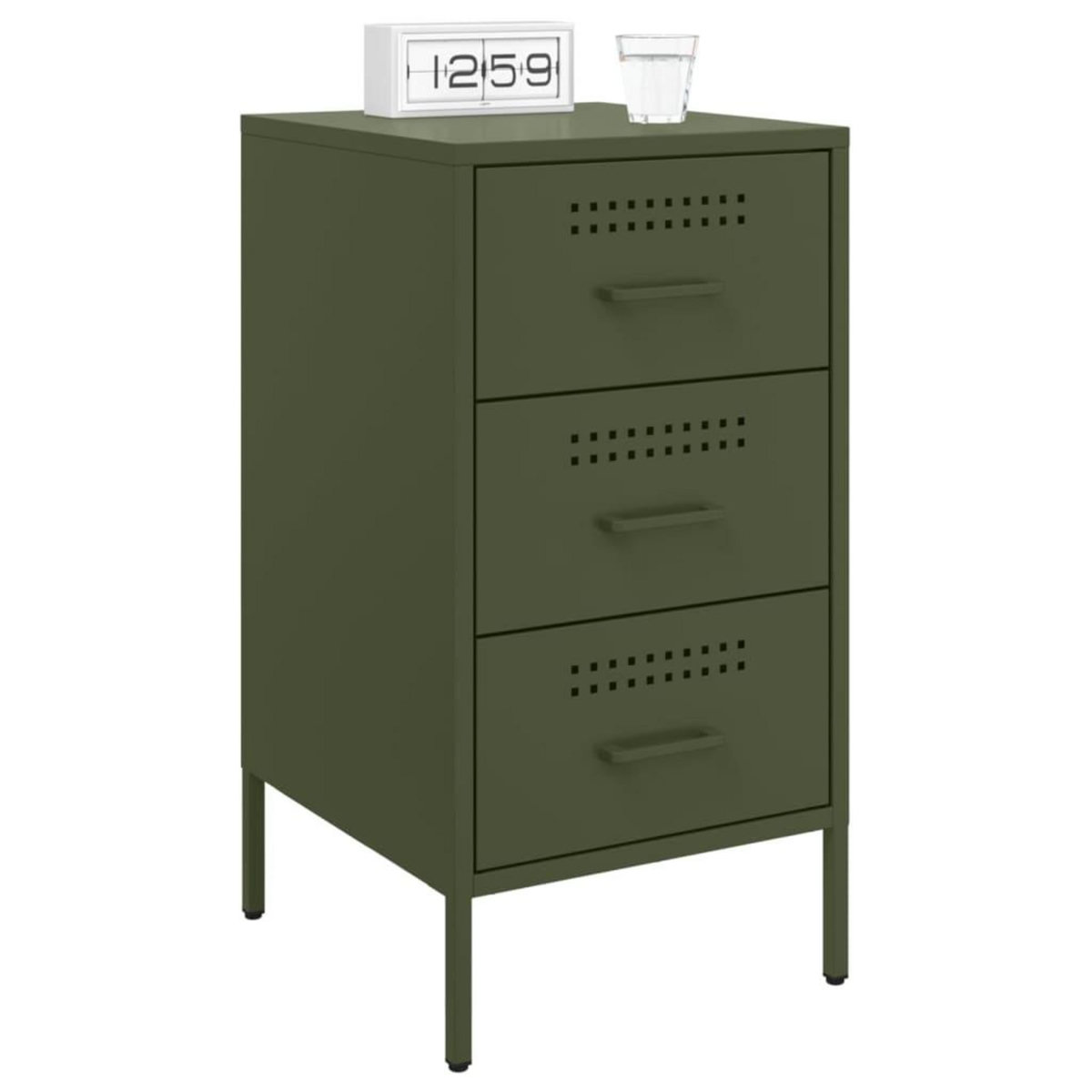VIDAXL Tables de chevet 2 pcs vert olive 36x39x68 cm acier