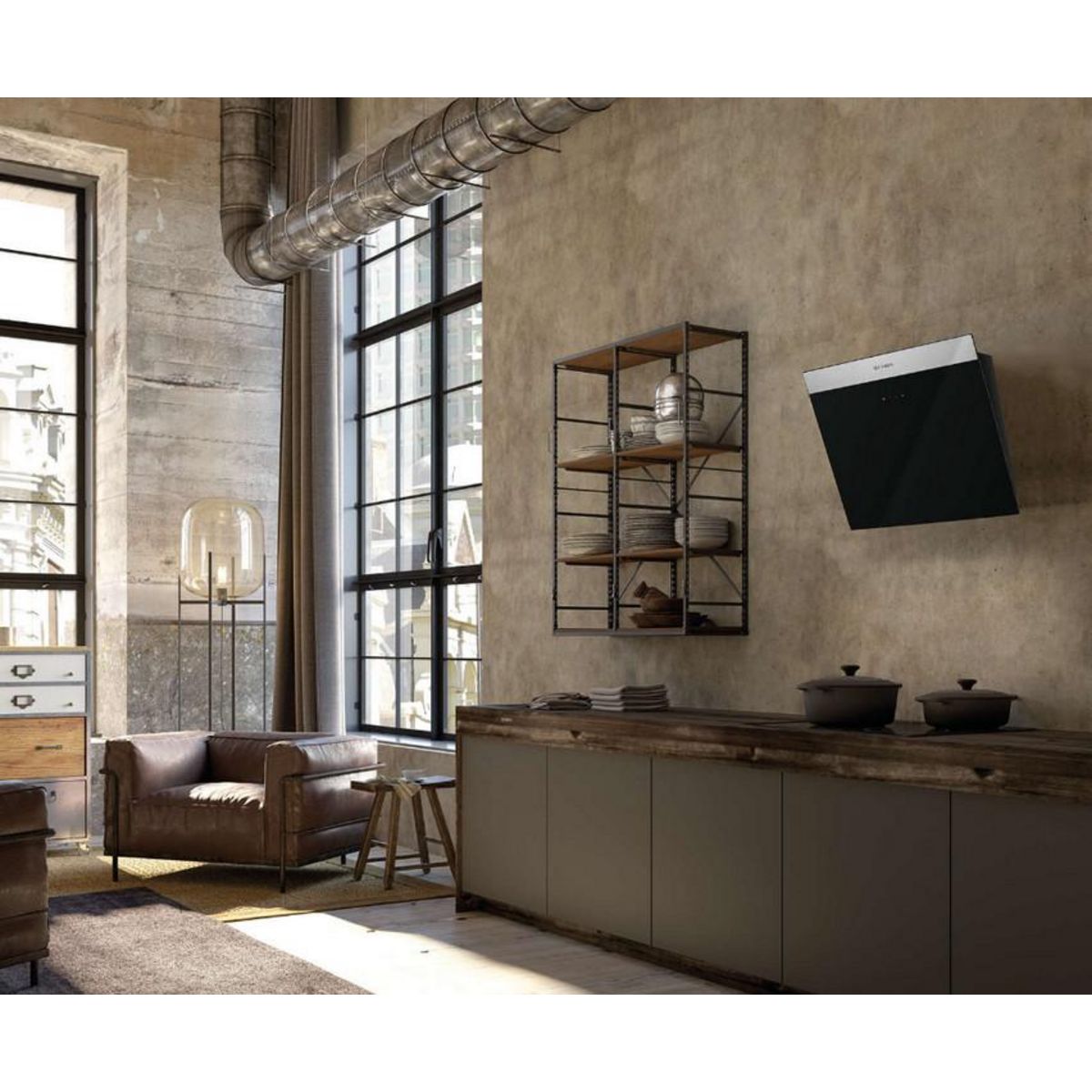 faber Hotte décorative inclinée 90cm 580m3/h noir - 5816724