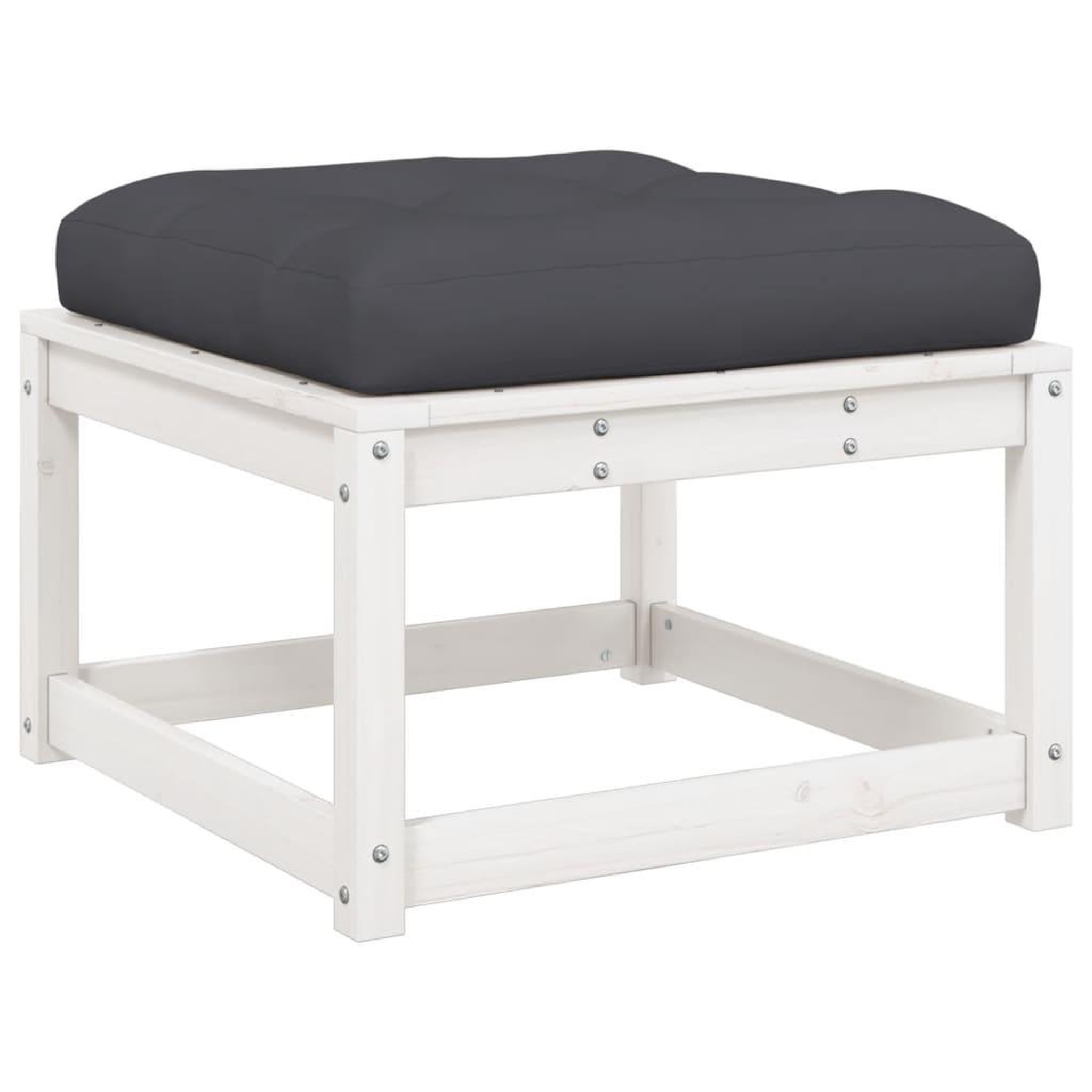 Voir la diapositive 4 : VIDAXL Salon de jardin 5 pcs avec coussins blanc bois massif de pin