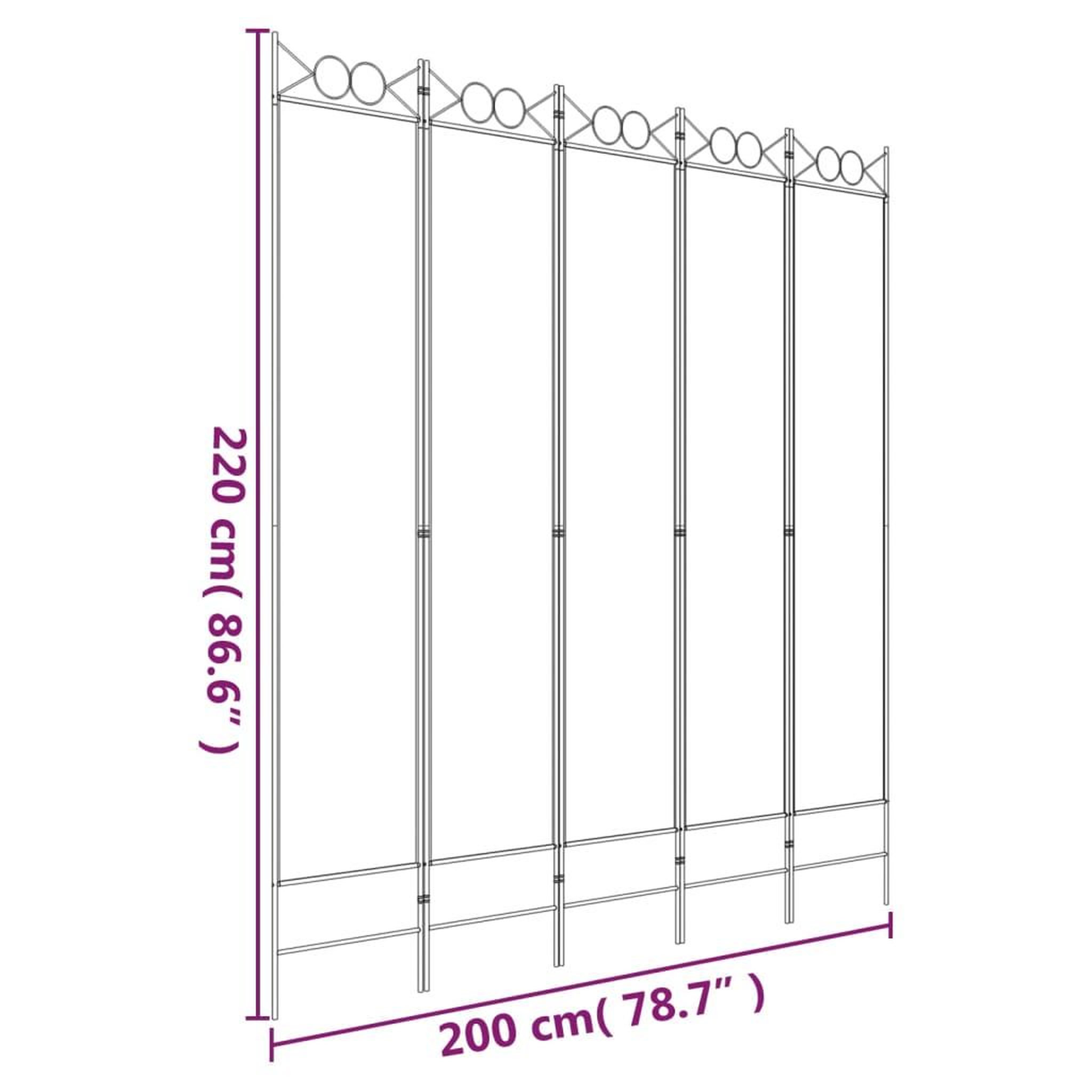 Voir la diapositive 6 : VIDAXL Cloison de separation 5 panneaux Anthracite 200x220 cm Tissu
