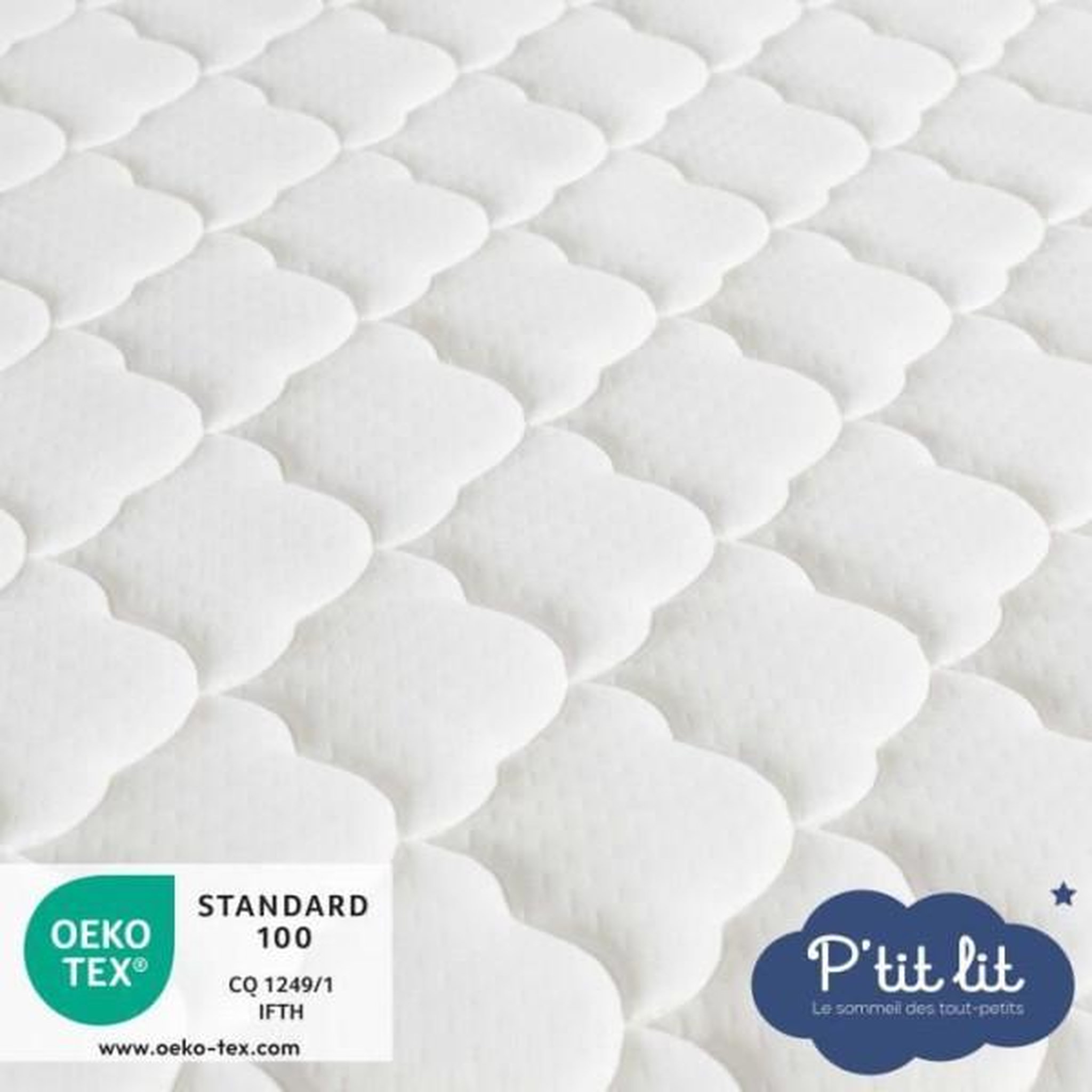 Voir la diapositive 4 : P'TIT LIT Matelas Bébé Parfait - 60x120x10 cm - 2 Faces : Été / Hiver - Déhoussable - Anti Acarien