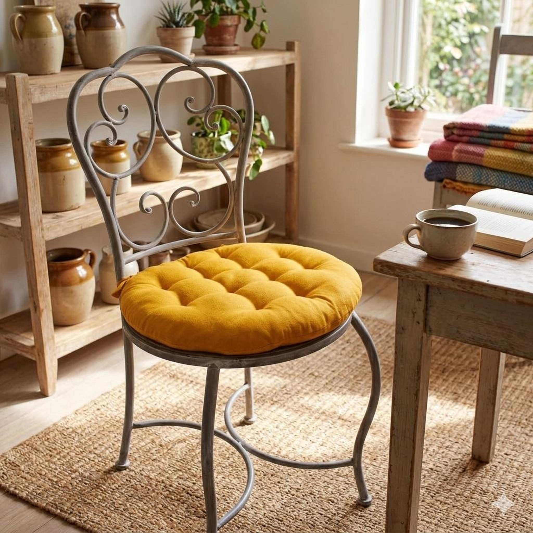Voir la diapositive 2 : Eden Galette de chaise ronde panama