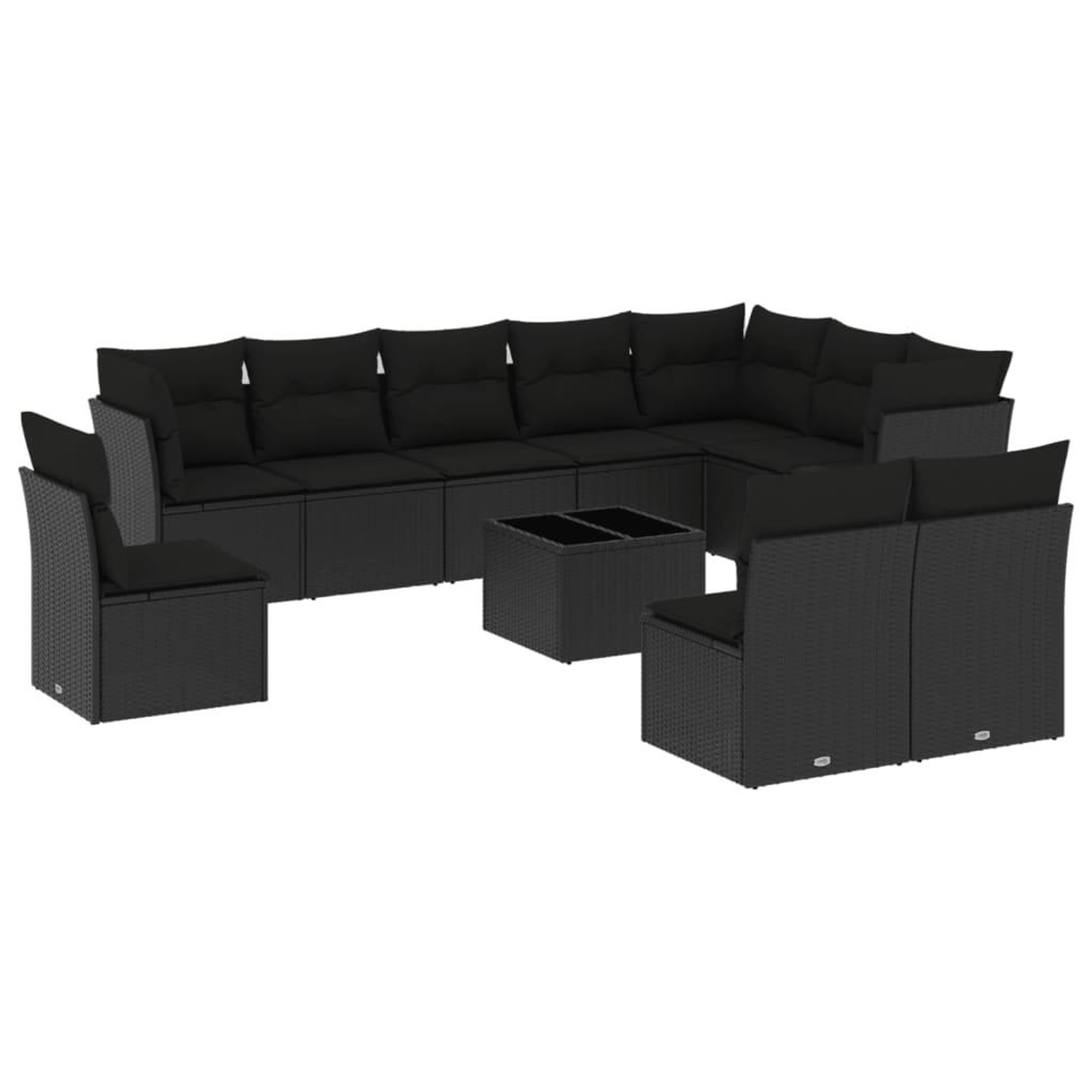 Voir la diapositive 2 : VIDAXL Salon de jardin 11 pcs avec coussins noir resine tressee