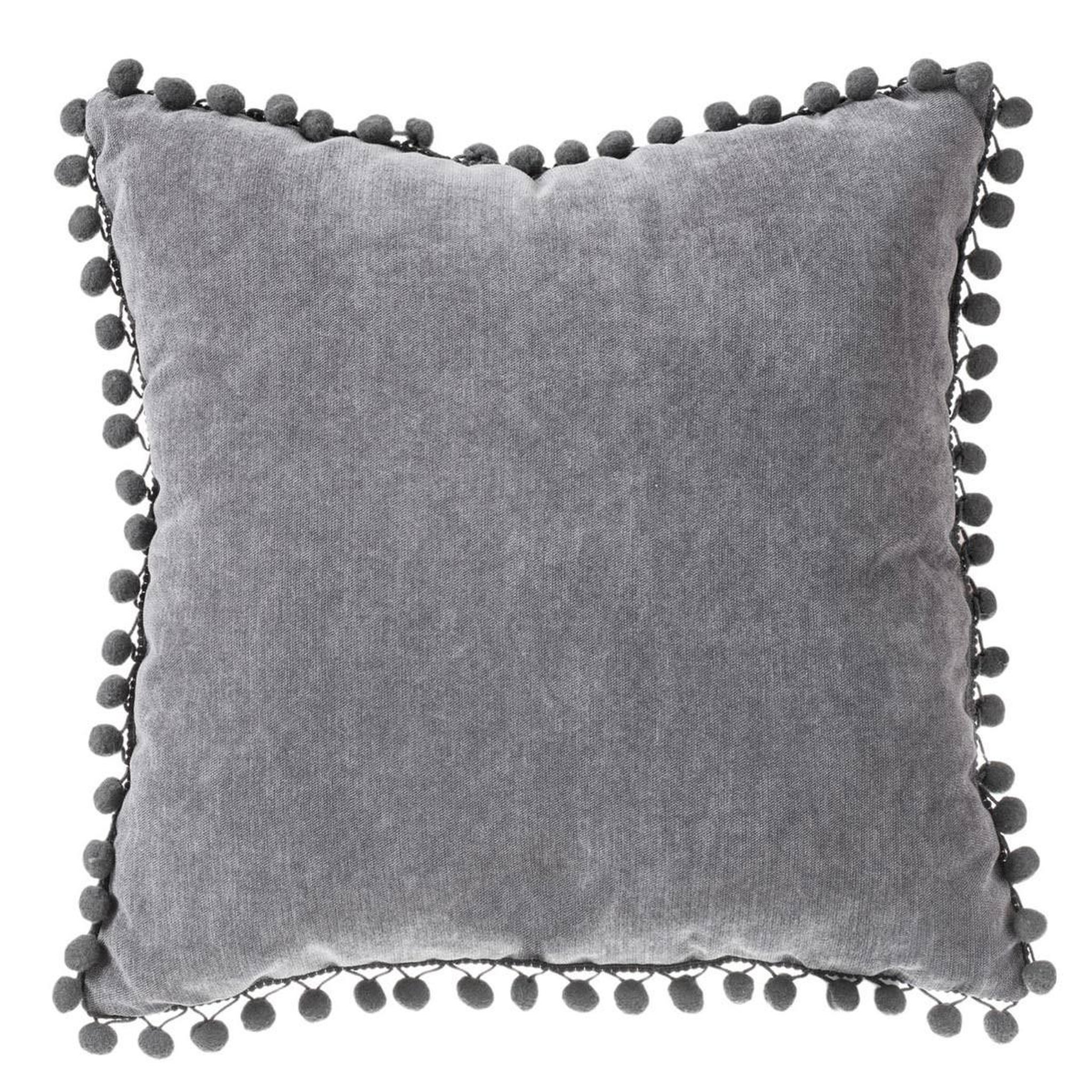 Voir la diapositive 1 : ATMOSPHERA Coussin à pompons  jao  40x40cm gris foncé