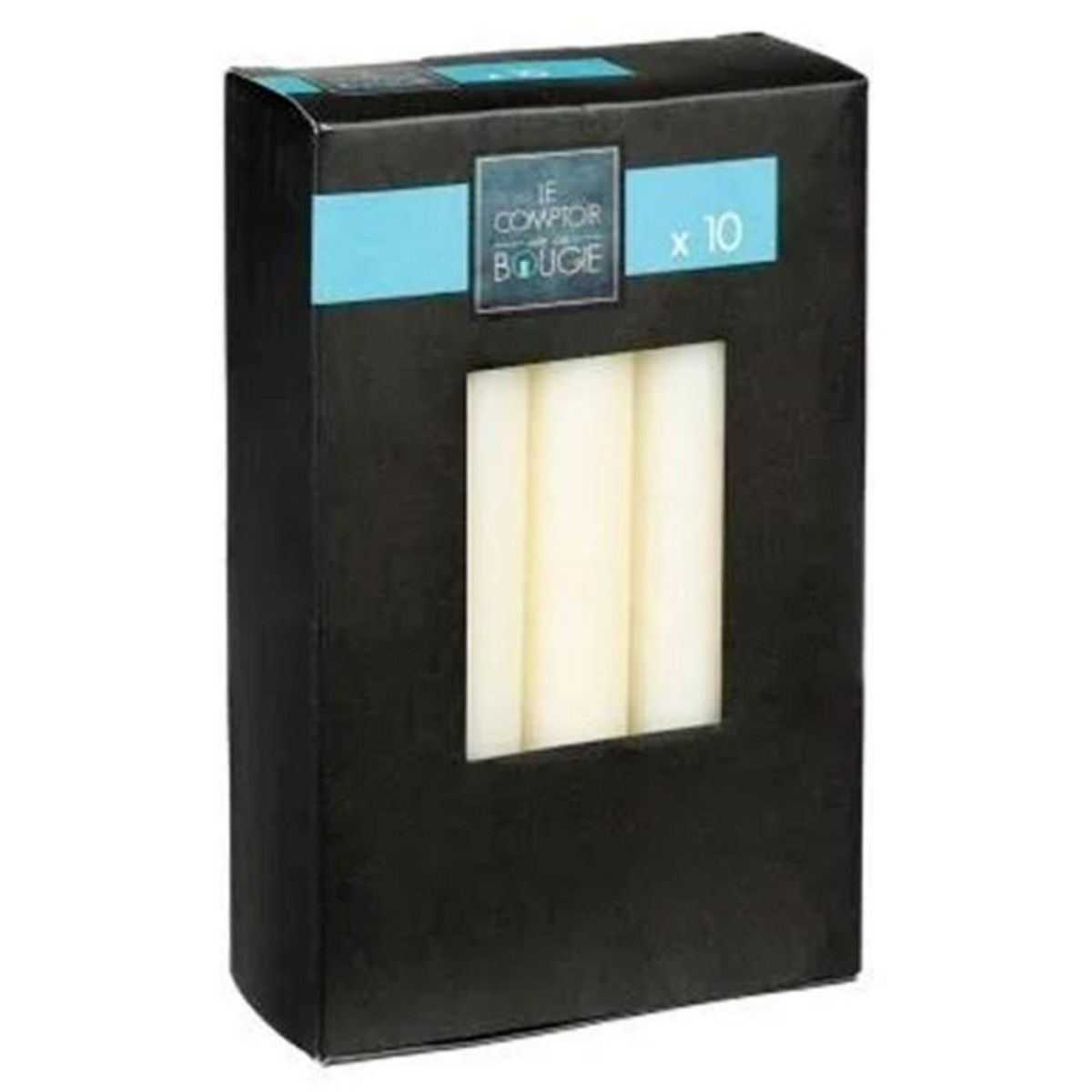 COMPTOIR DE LA BOUGIE Lot de 10 Bougies Bâton  Hugo  16cm Ivoire