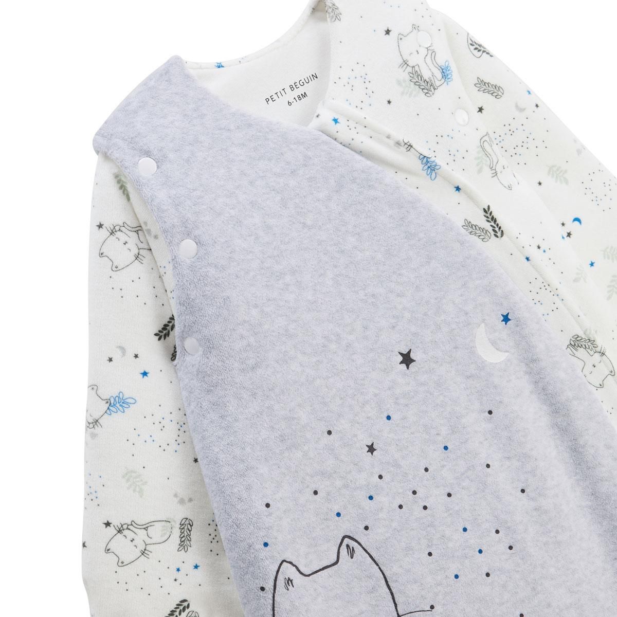 Petit Béguin Gigoteuse d'hiver en velours avec manches amovibles Chatmallow