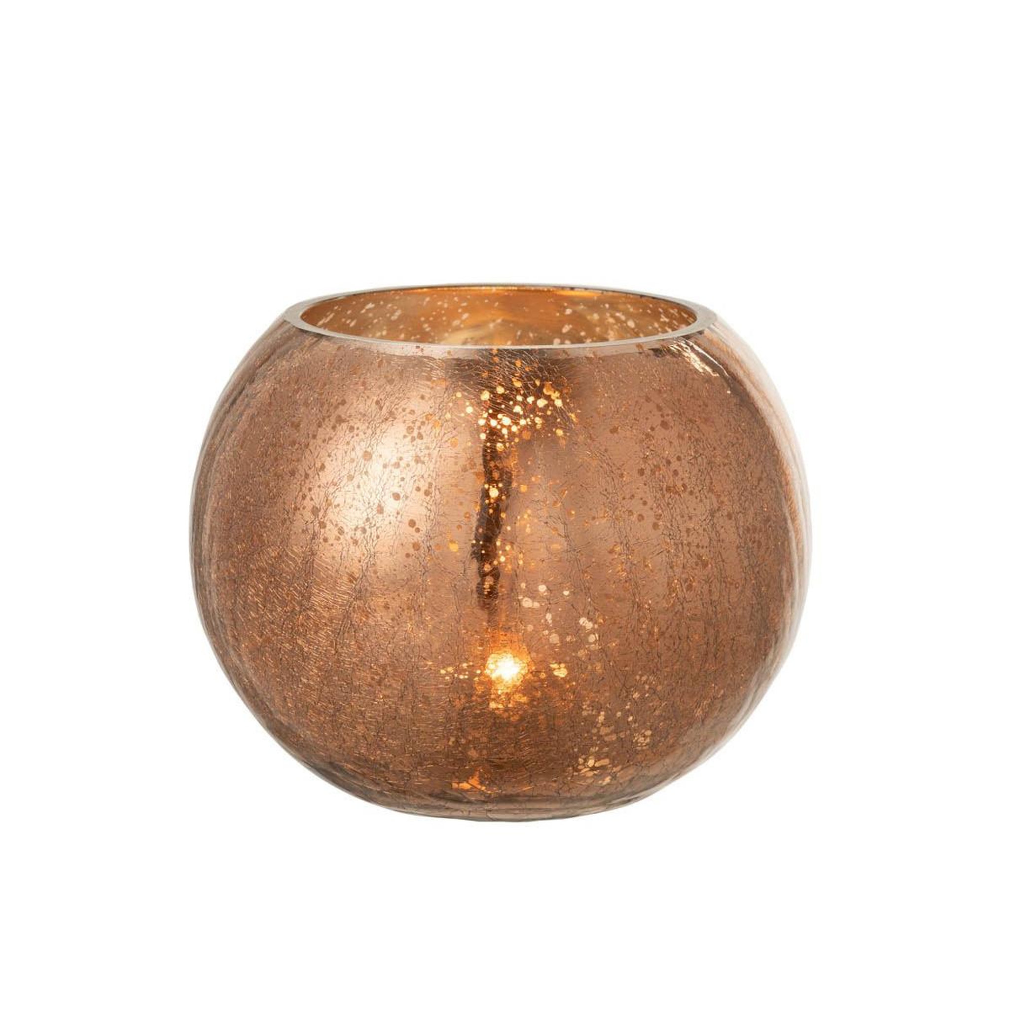 Voir la diapositive 2 : J-LINE Photophore Boule en Verre  Nacré  20cm Marron