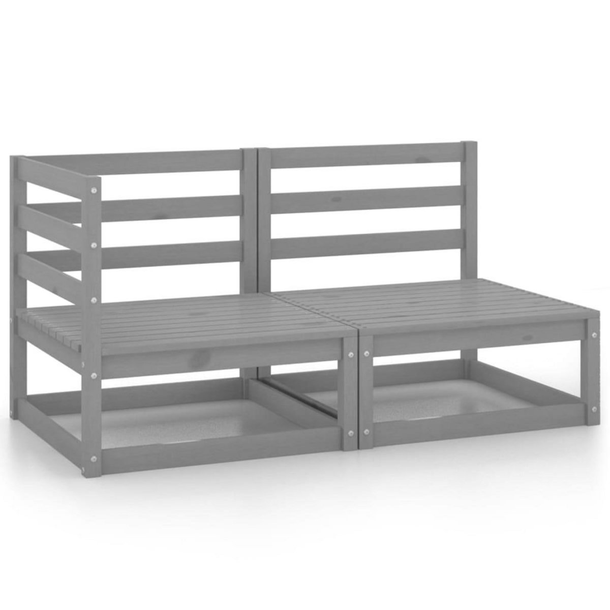 VIDAXL Salon de jardin 2 pcs gris bois de pin massif