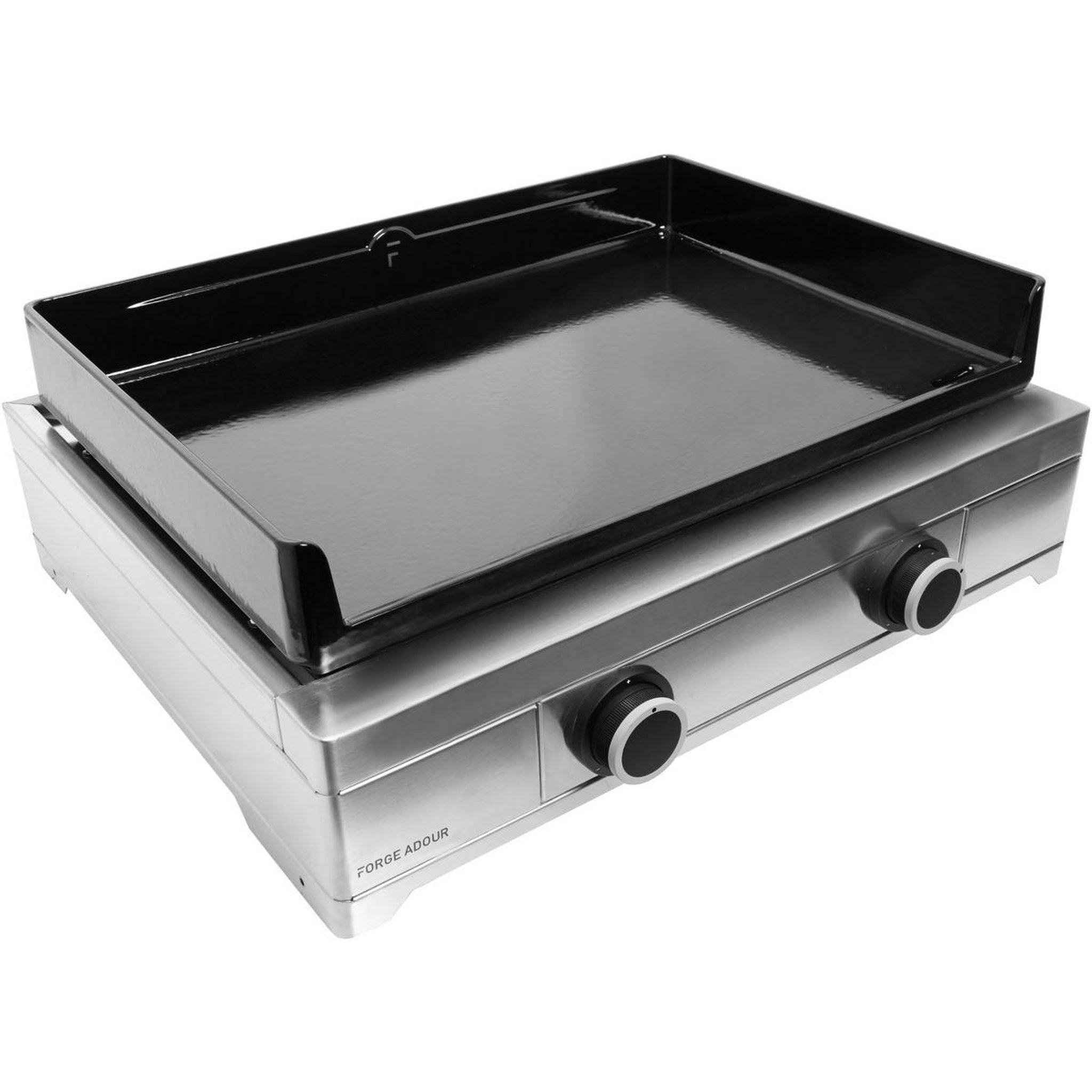 FORGE ADOUR Plancha gaz modern 60 inox 2 brûleurs à poser, 60x42 cm