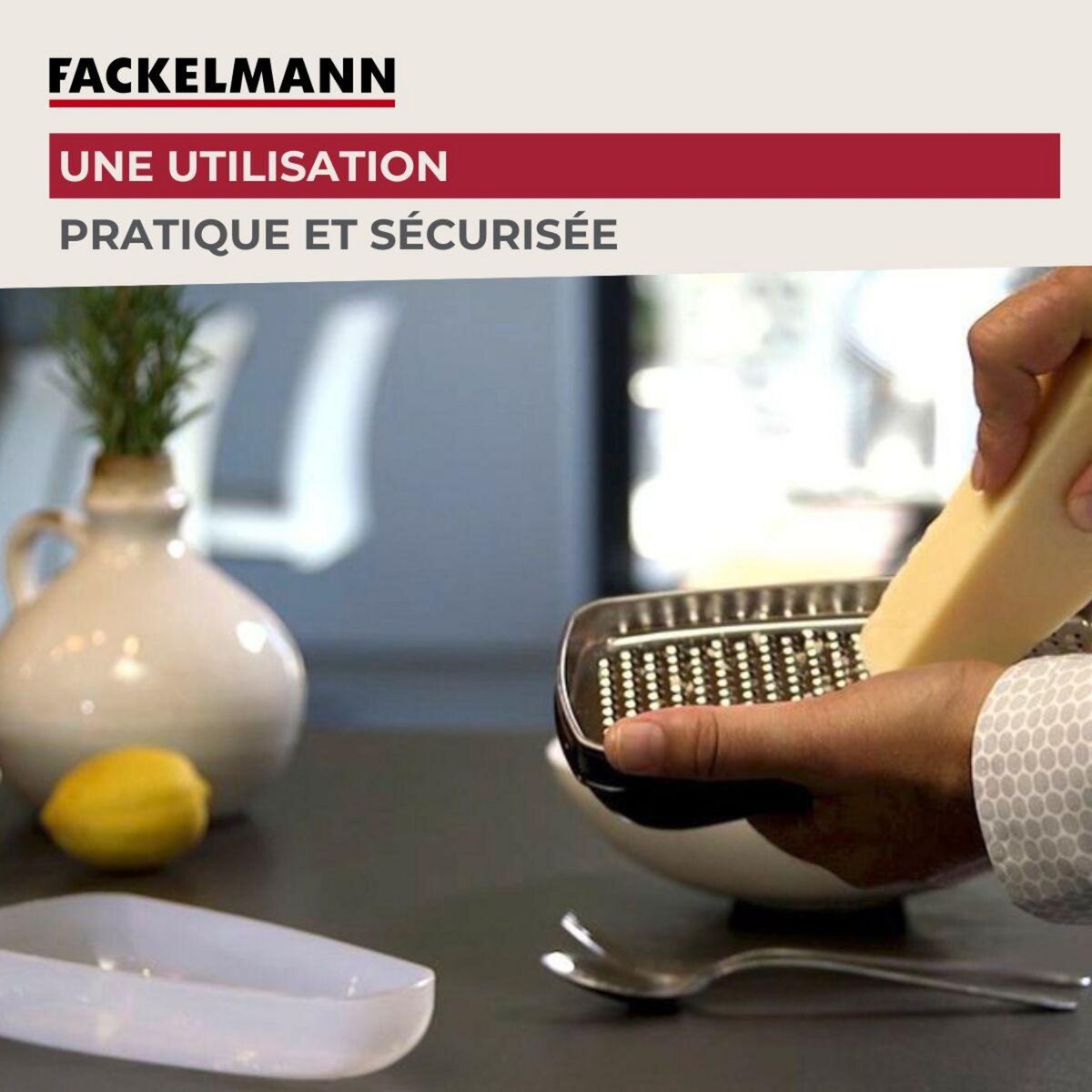 Fackelmann Duo Râpe à zeste longue à gros grain avec couvercle de protection 42 cm et Râpe à parmesan et sa boîte de rangement 19 cm FM Professional Gourmet