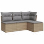 Voir la diapositive 2 : VIDAXL Salon de jardin avec coussins 4 pcs beige resine tressee