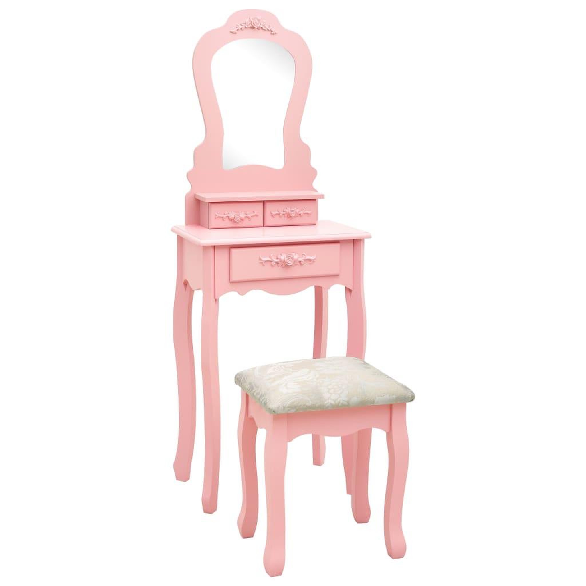 Voir la diapositive 1 : VIDAXL Ensemble de coiffeuse avec tabouret Rose 50x59x136 cm Paulownia