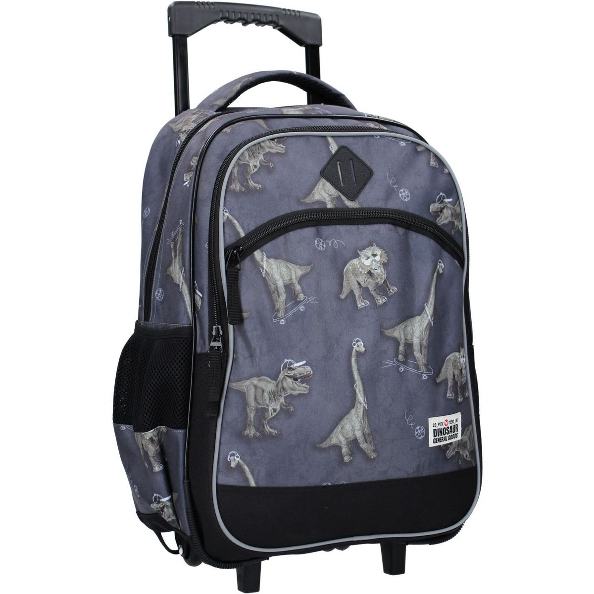 Sac à dos à roulettes 1 compartiment gris Dino Hipster