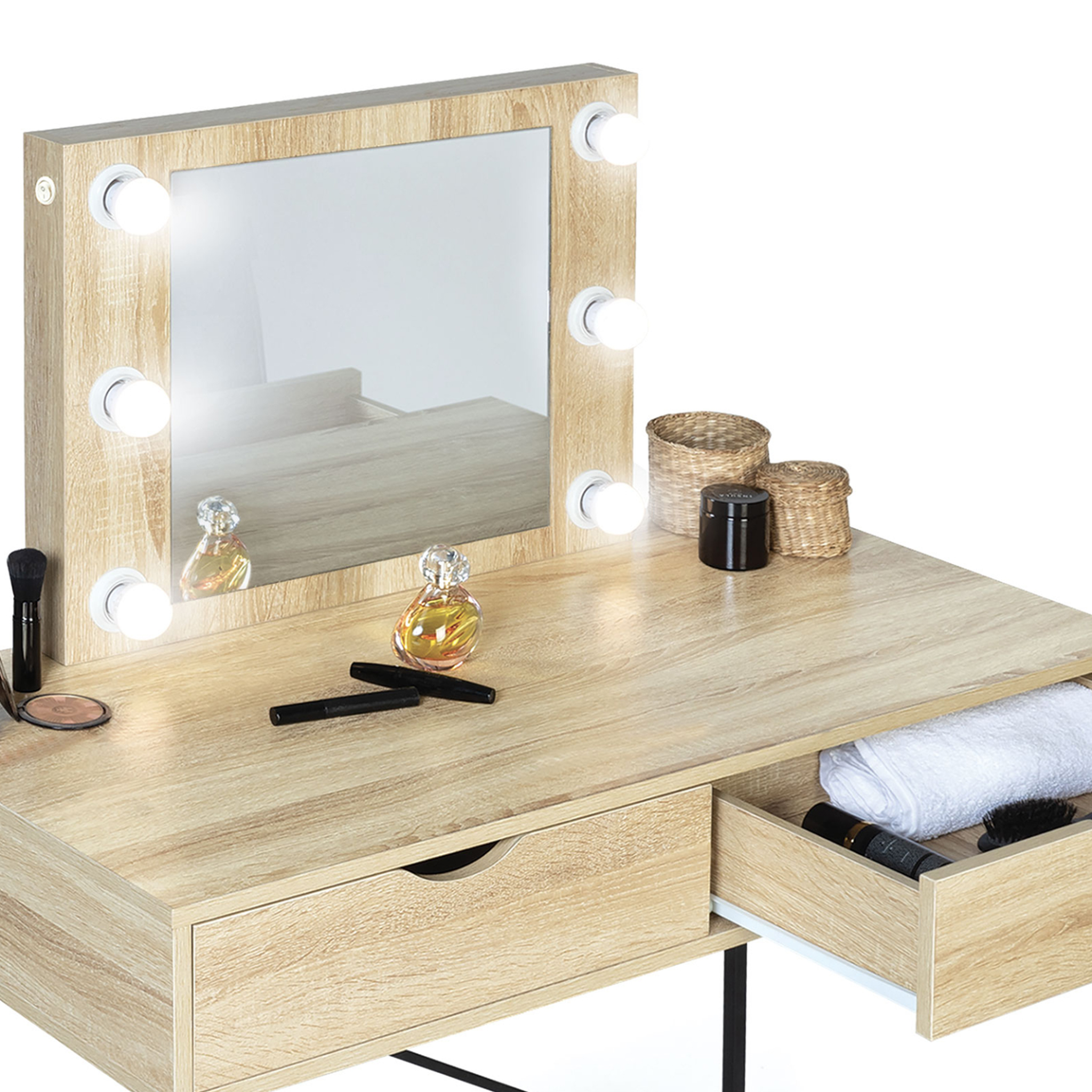 Voir la diapositive 4 : ID MARKET Coiffeuse louisa design industriel avec miroir led