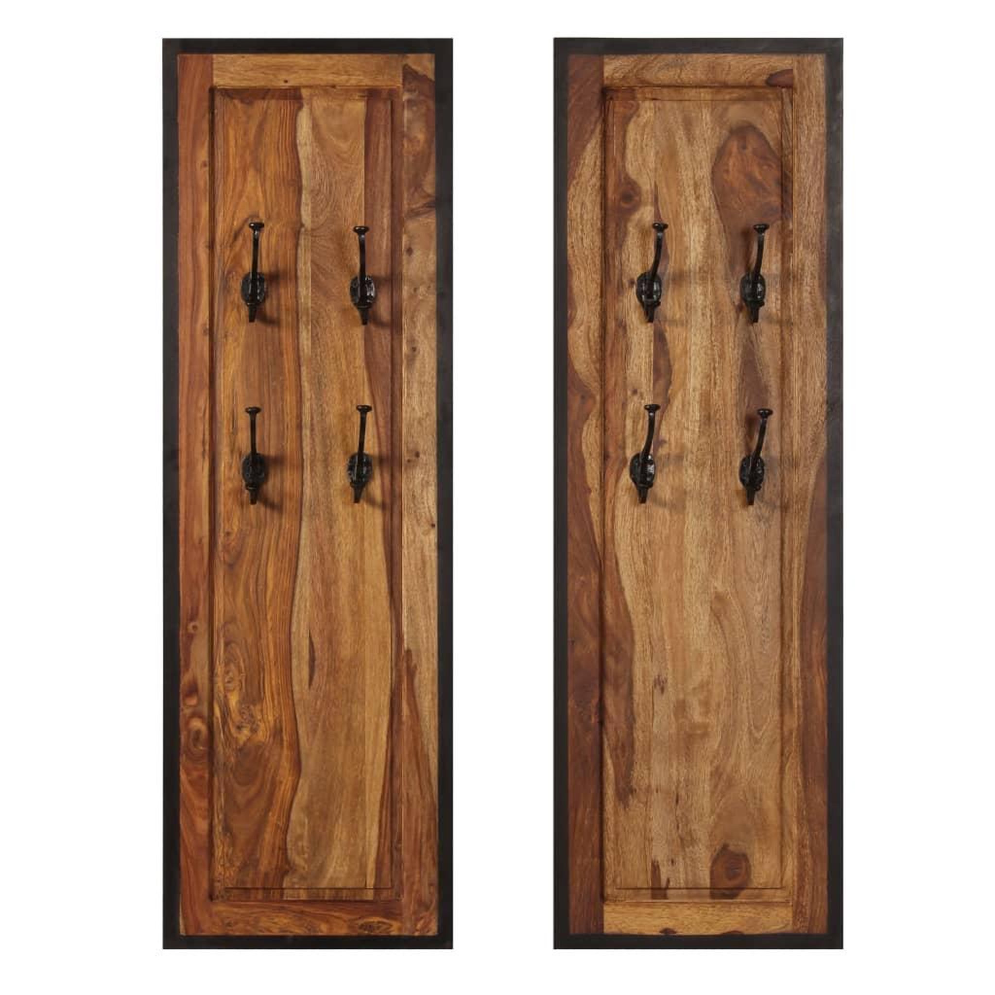 Voir la diapositive 2 : VIDAXL Portemanteaux 2 pcs bois solide de sesham