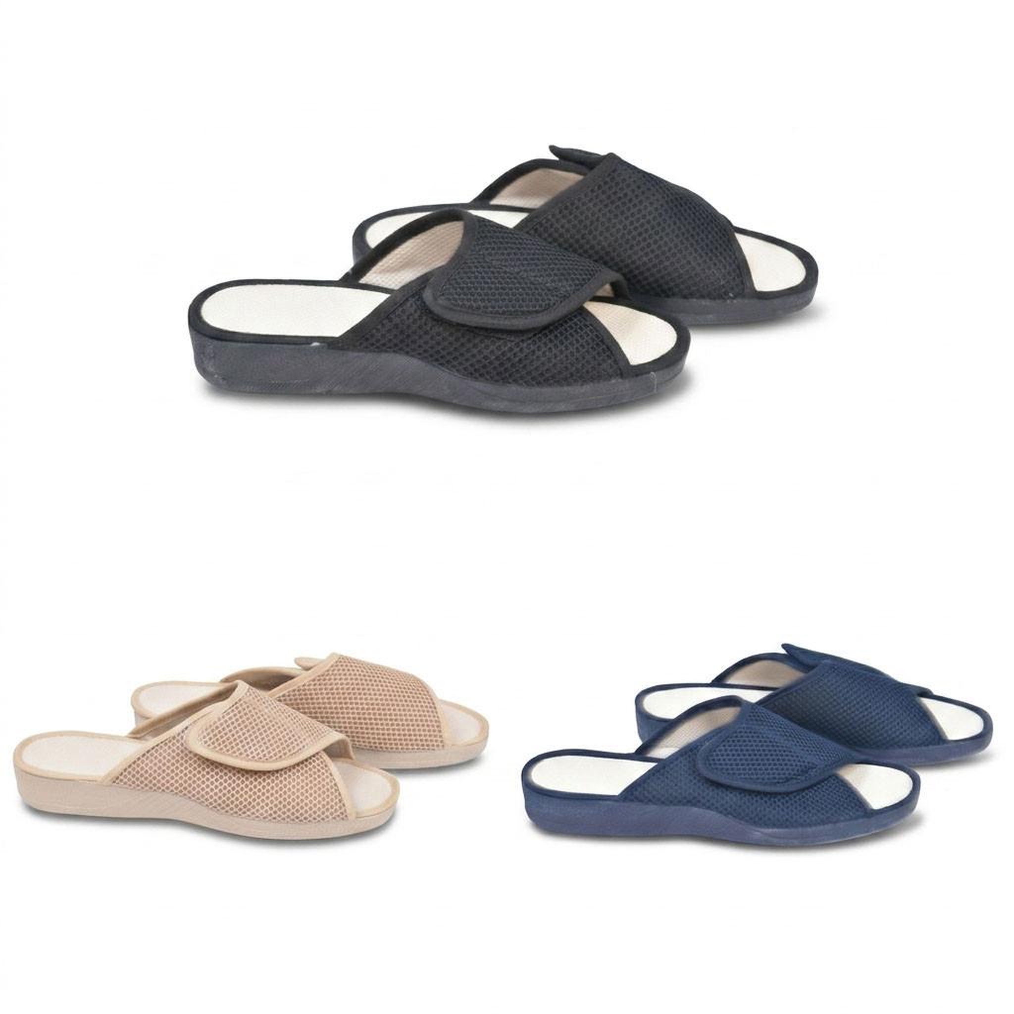 Voir la diapositive 6 : OZABI OZABI-Pantoufle Mule Femme Mesh Microperfore Scratch Ajustable Fabriquee en Espagne