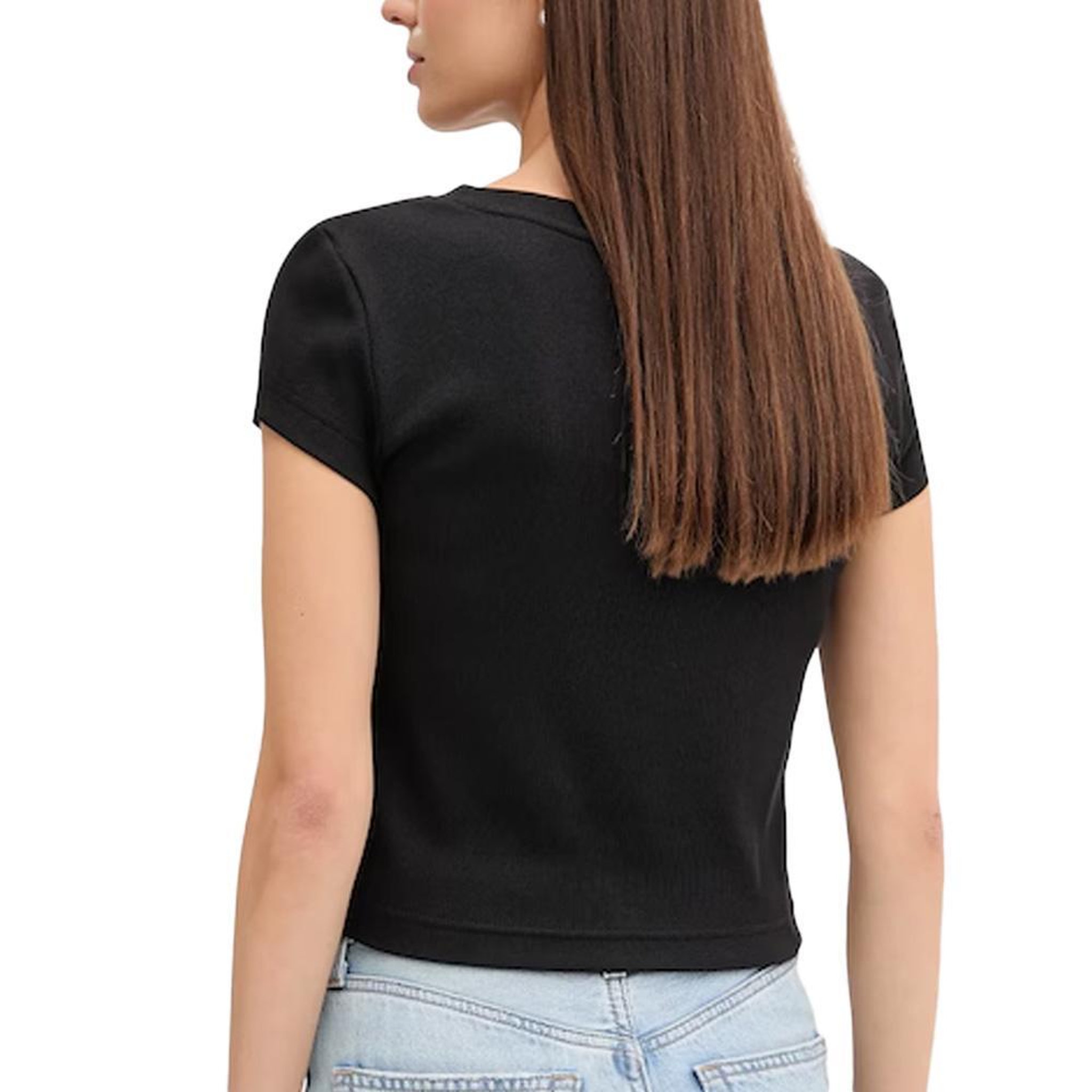 Voir la diapositive 2 : CALVIN KLEIN JEANS T-Shirt Noir Femme Calvin Klein Jeans Label Ri-cloud