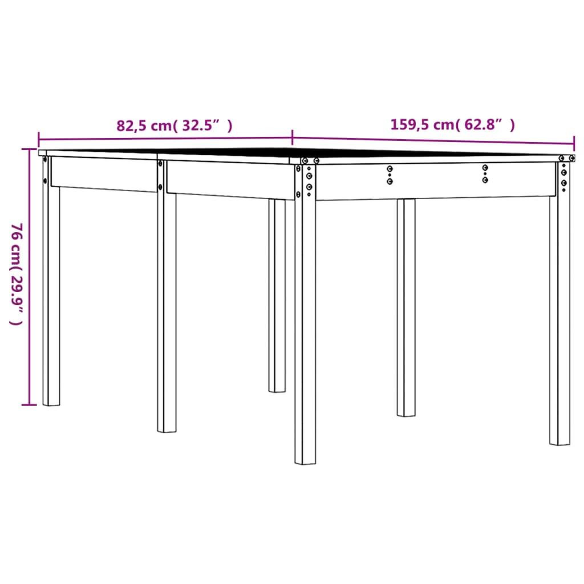 Voir la diapositive 6 : VIDAXL Table de jardin blanc 159,5x82,5x76 cm bois massif de pin