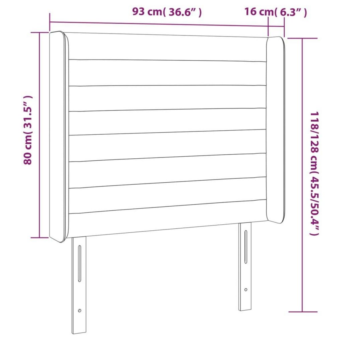 VIDAXL Tete de lit a LED Gris fonce 93x16x118/128 cm Velours
