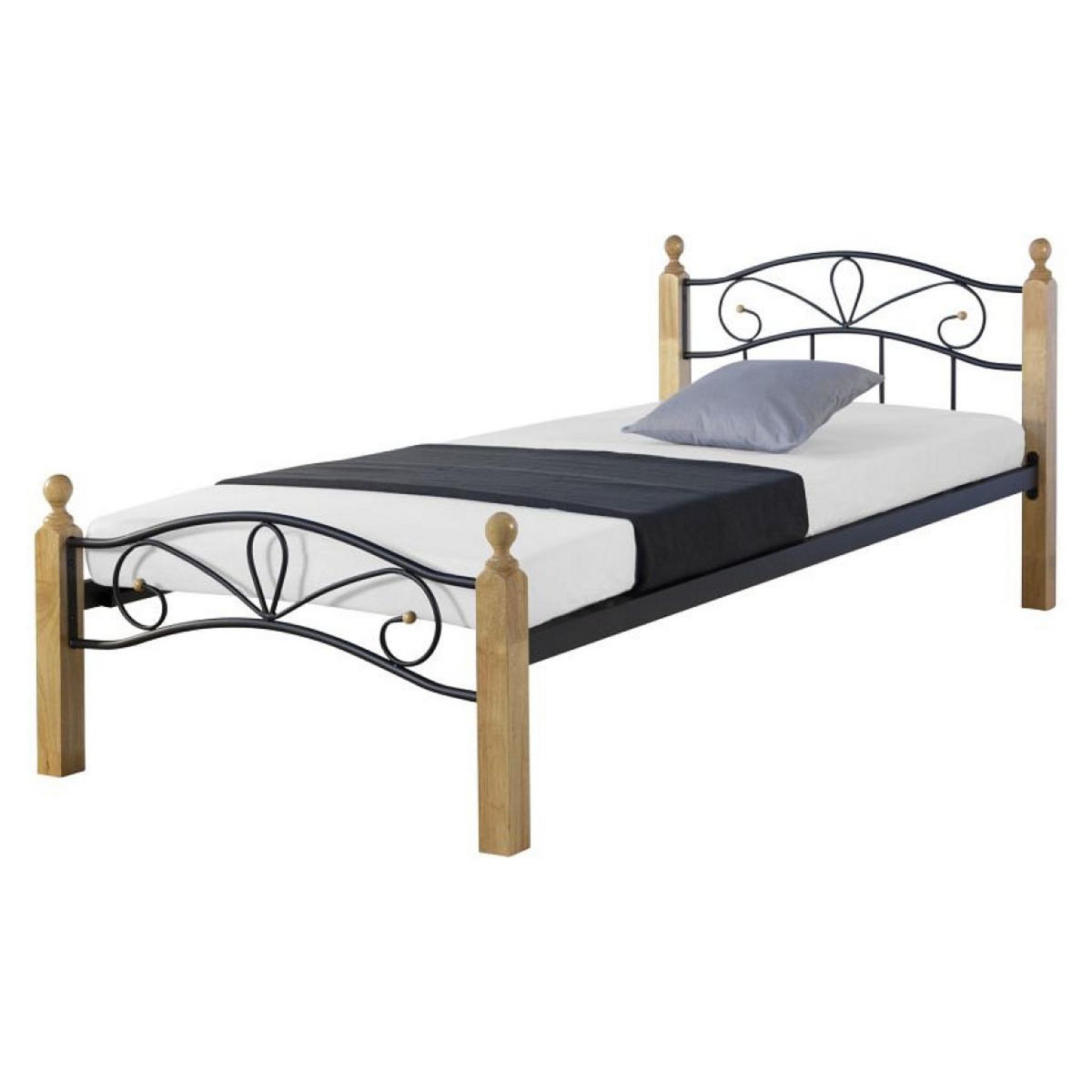 HomeStyle4U Lit en métal 90x200 avec matelas sommier à lattes