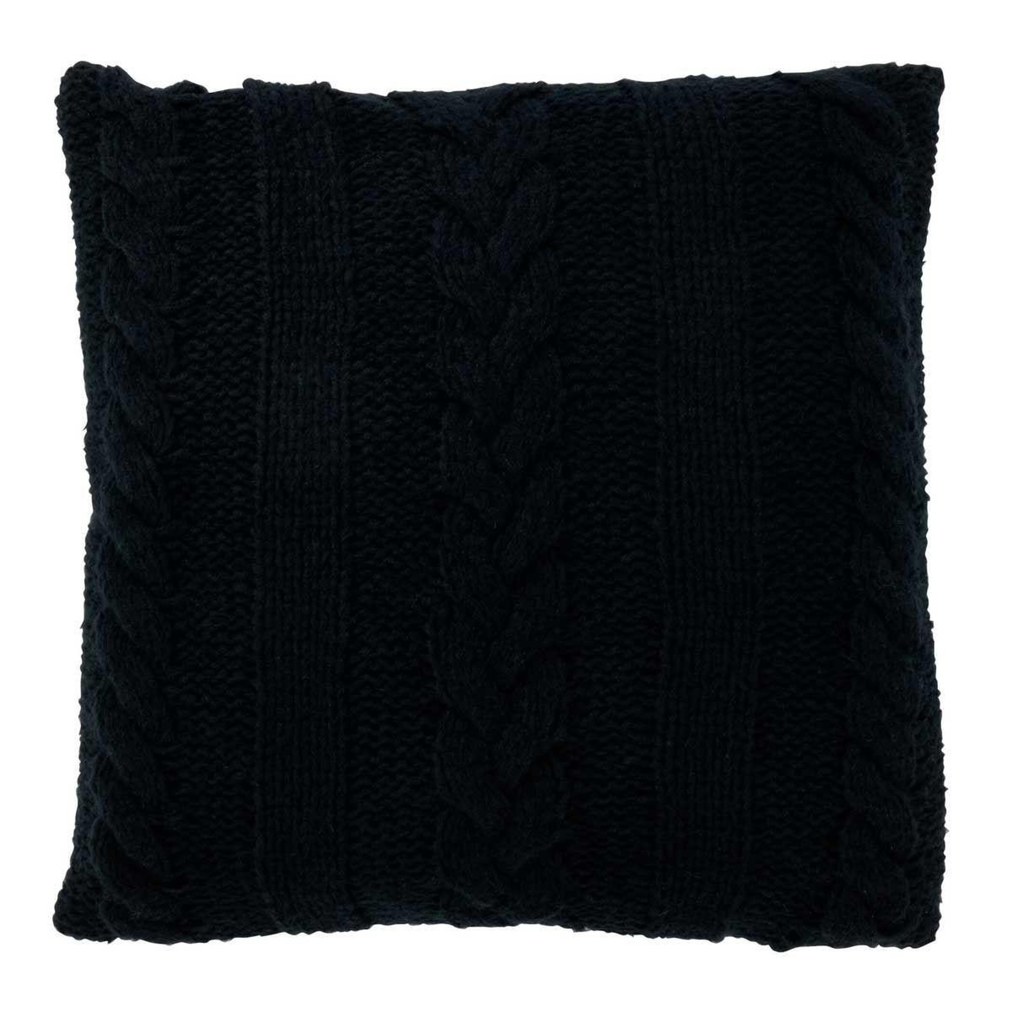 J-LINE Coussin déco tricoté  twist  45x45cm noir