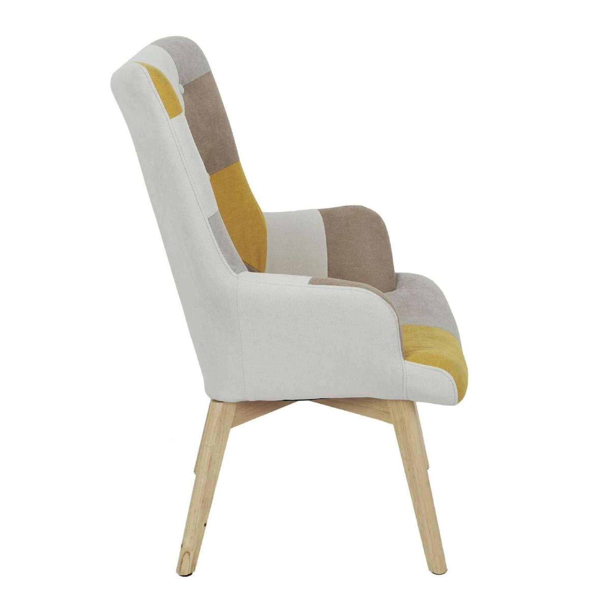 Voir la diapositive 3 : The Home Deco Factory Fauteuil patchwork  helsinki  99cm jaune