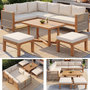 Voir la diapositive 2 : MERAX Salon de jardin 6 place en bois avec coussins