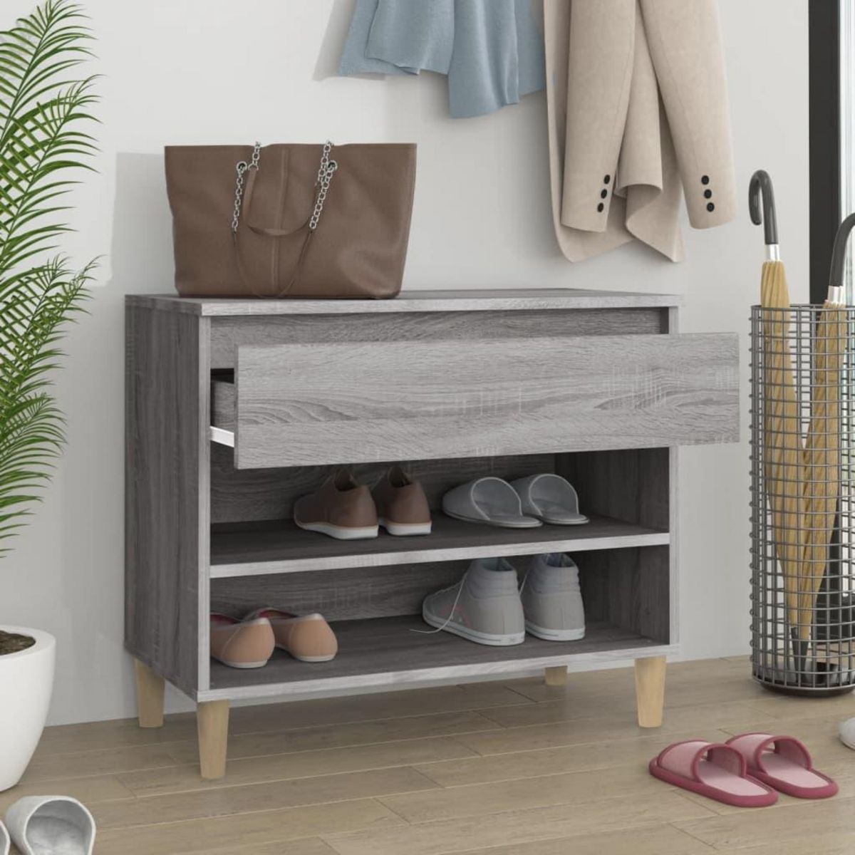 VIDAXL Armoire a chaussures Sonoma gris 70x36x60 cm Bois d'ingenierie