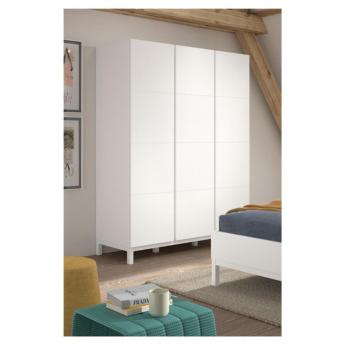 Vipack Armoire eva 3 portes blanc