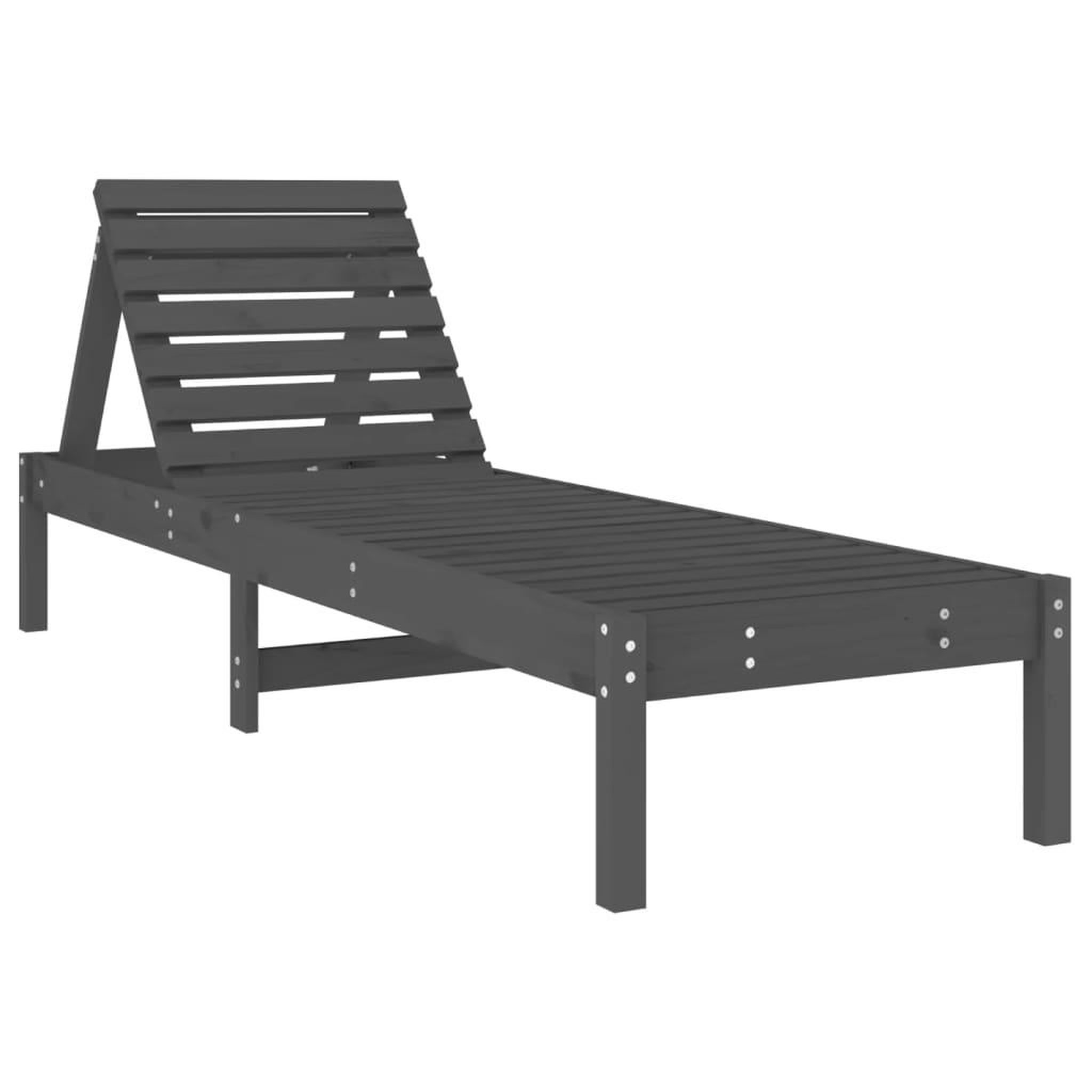 Voir la diapositive 3 : VIDAXL Chaises longues lot de 2 gris 199,5x60x74 cm bois massif de pin