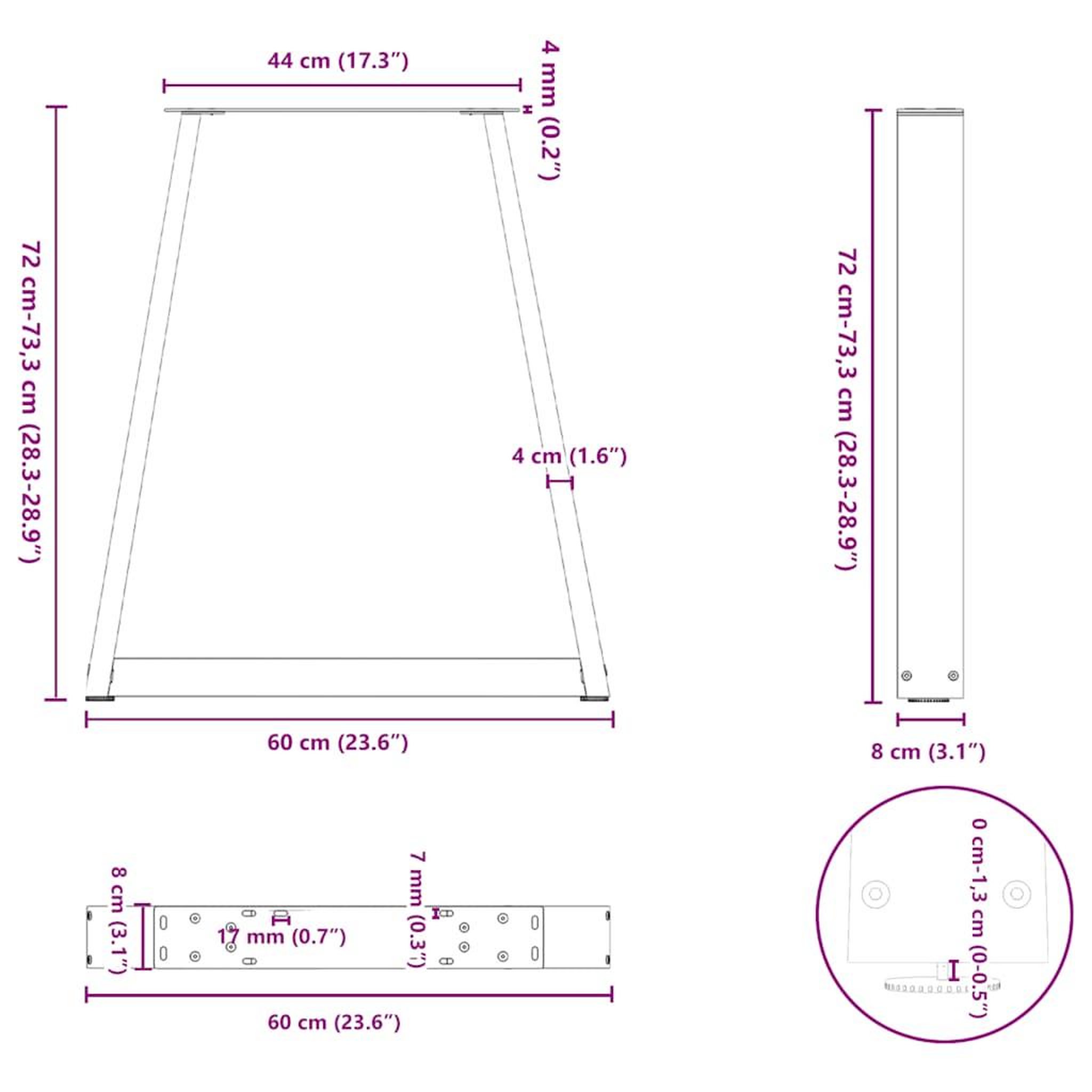 Voir la diapositive 6 : VIDAXL Pieds de table basse forme de V 2 pcs anthracite 60x(72-73) cm