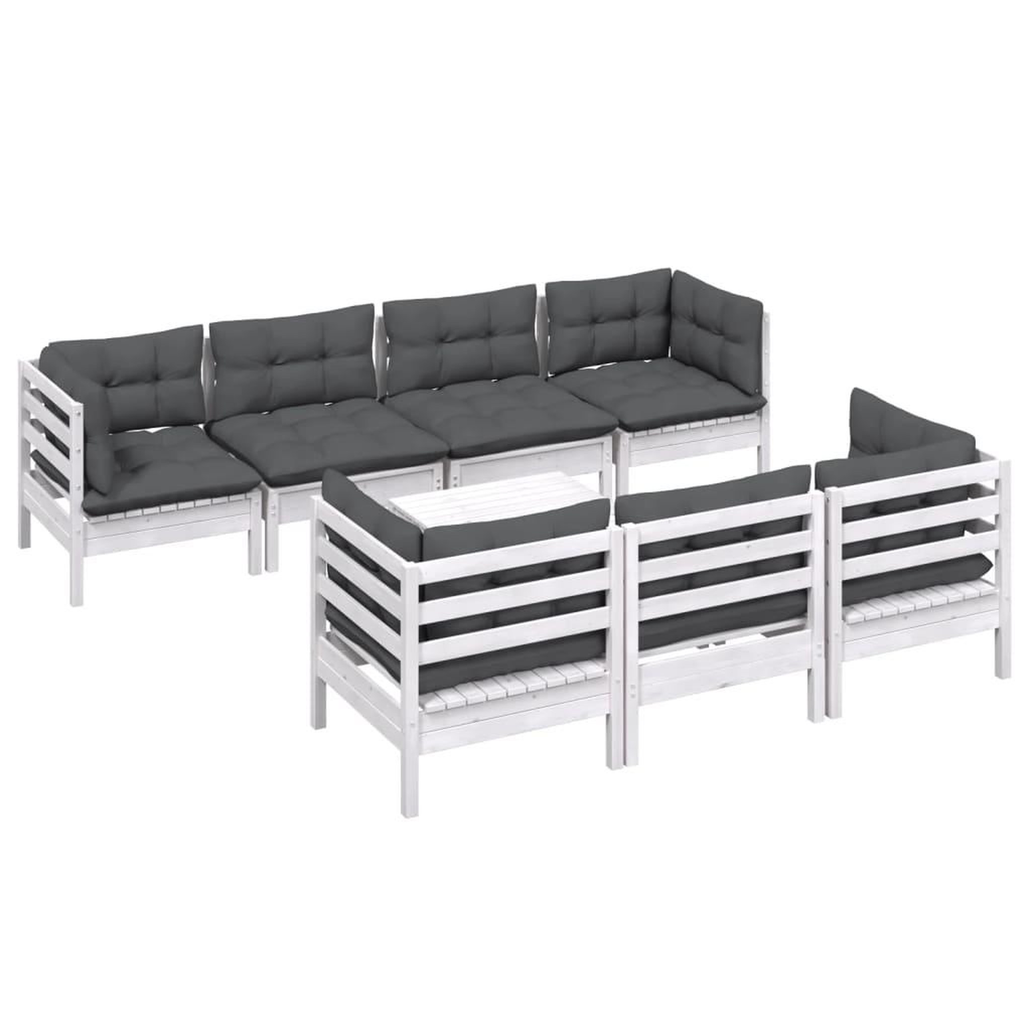 Voir la diapositive 3 : VIDAXL Salon de jardin 8 pcs avec coussins bois de pin massif